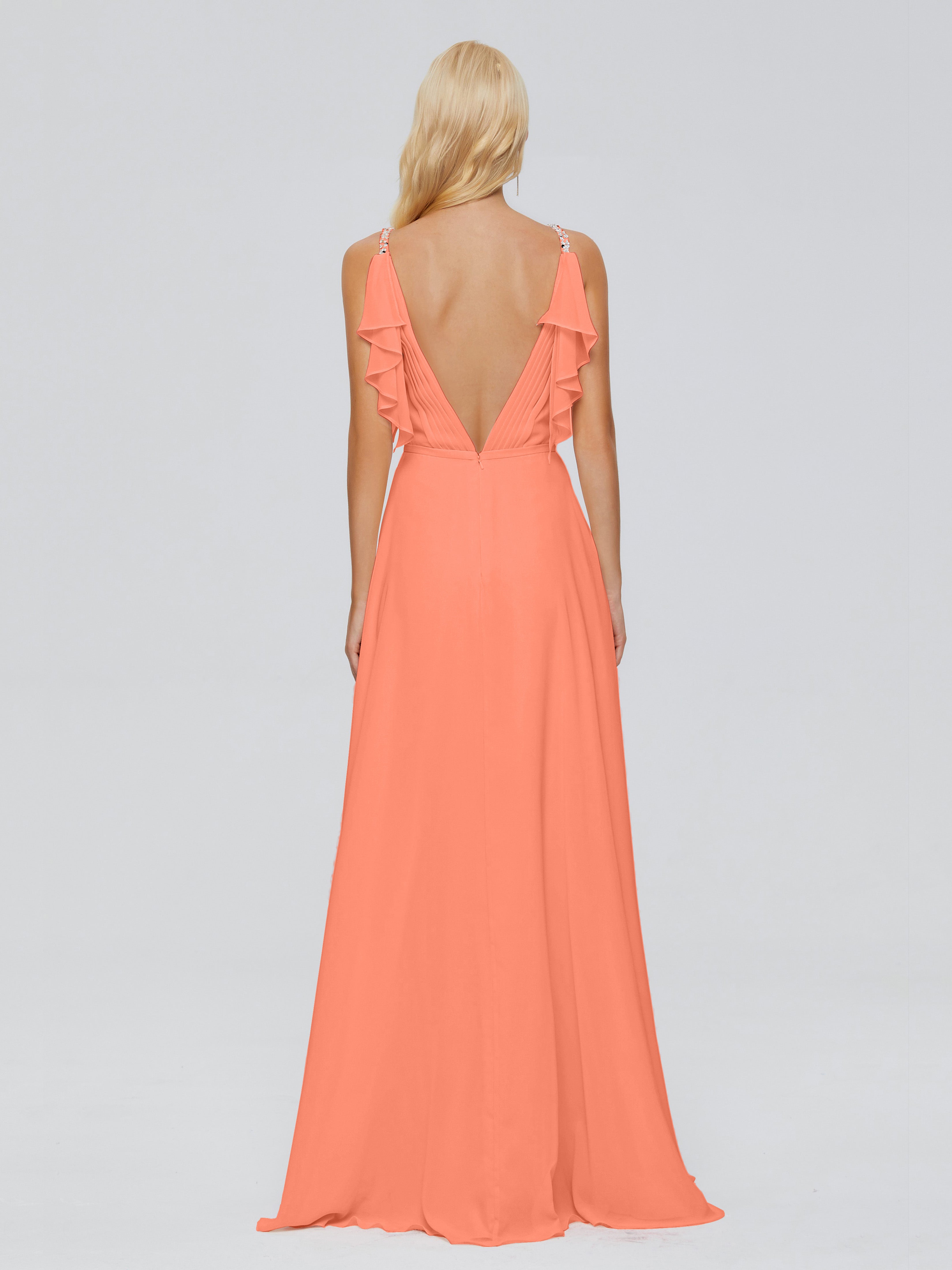 Robes De Demoiselle D'Honneur Coucher De Soleil A-ligne Dos En V Robes Demoiselle D'Honneur