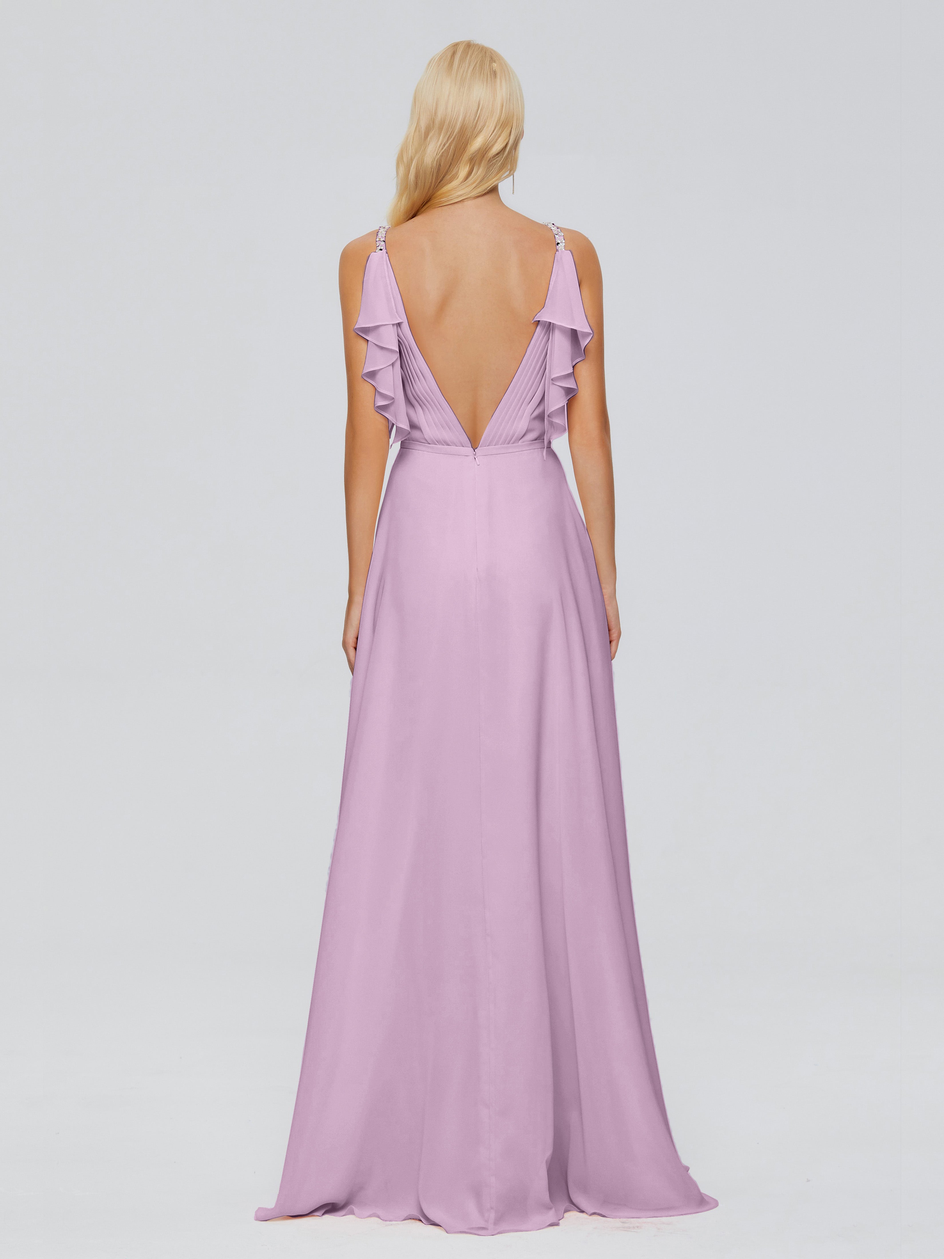 Robes De Demoiselle D'Honneur Glycine A-ligne Dos En V Robes Demoiselle D'Honneur