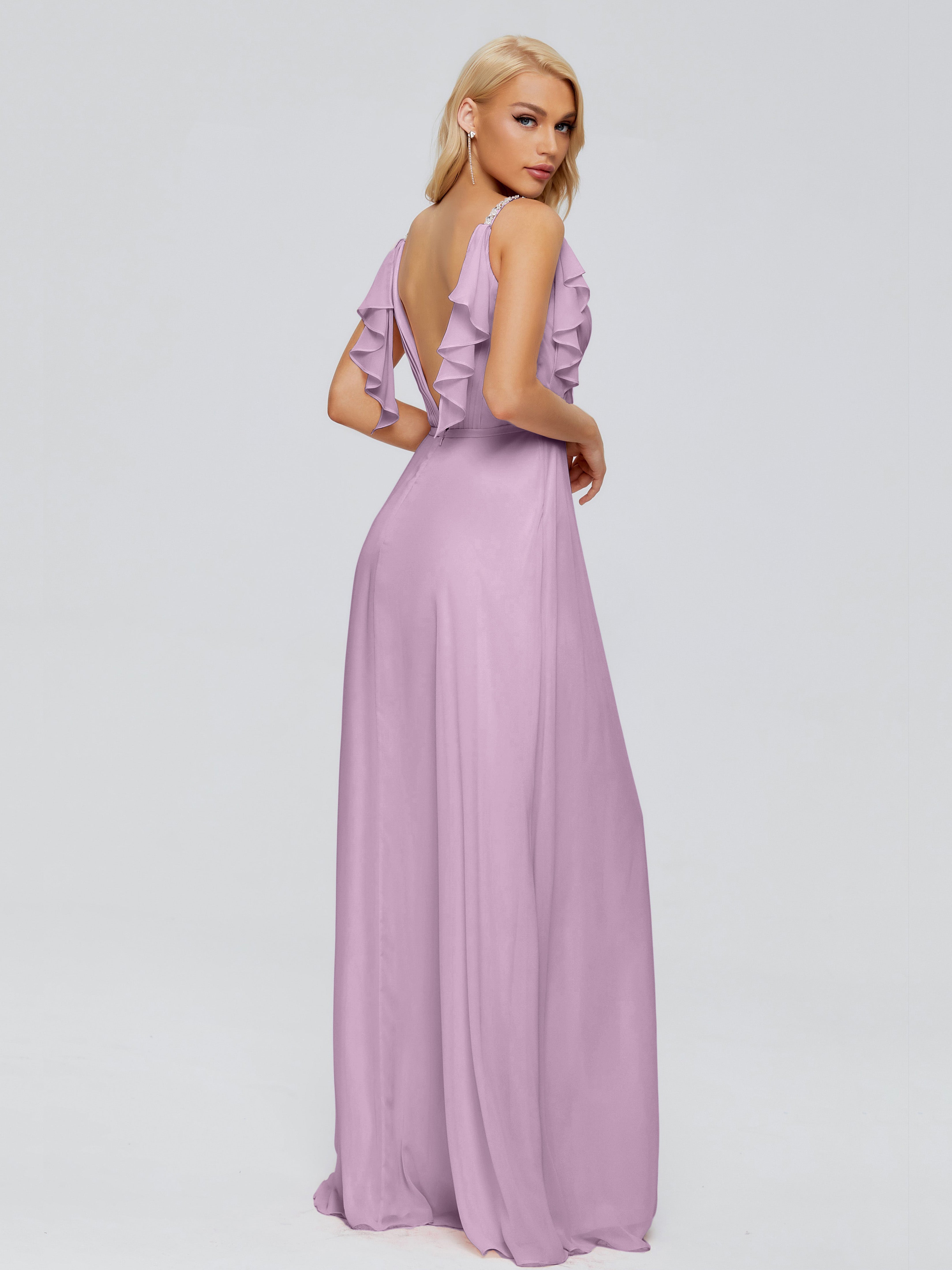 Robes De Demoiselle D'Honneur Glycine A-ligne Dos En V Robes Demoiselle D'Honneur