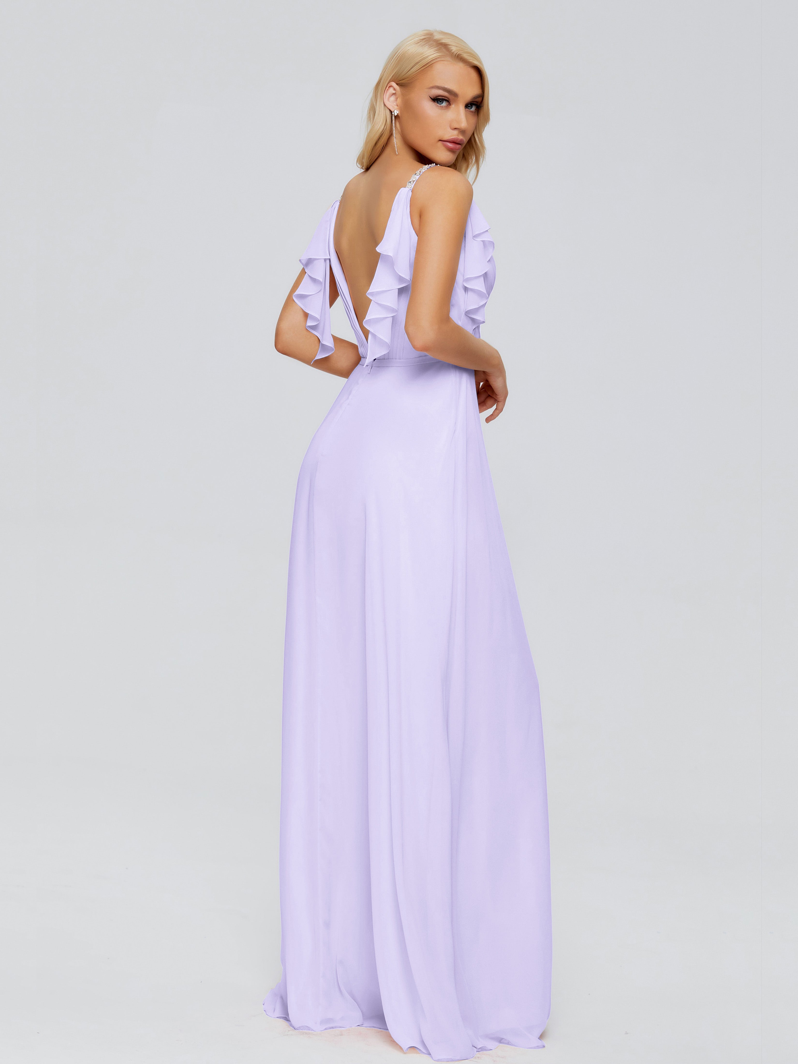 Demoiselle Robe Cocktail Robe Lilas Trapèze Dos En V Robes Demoiselle D'Honneur