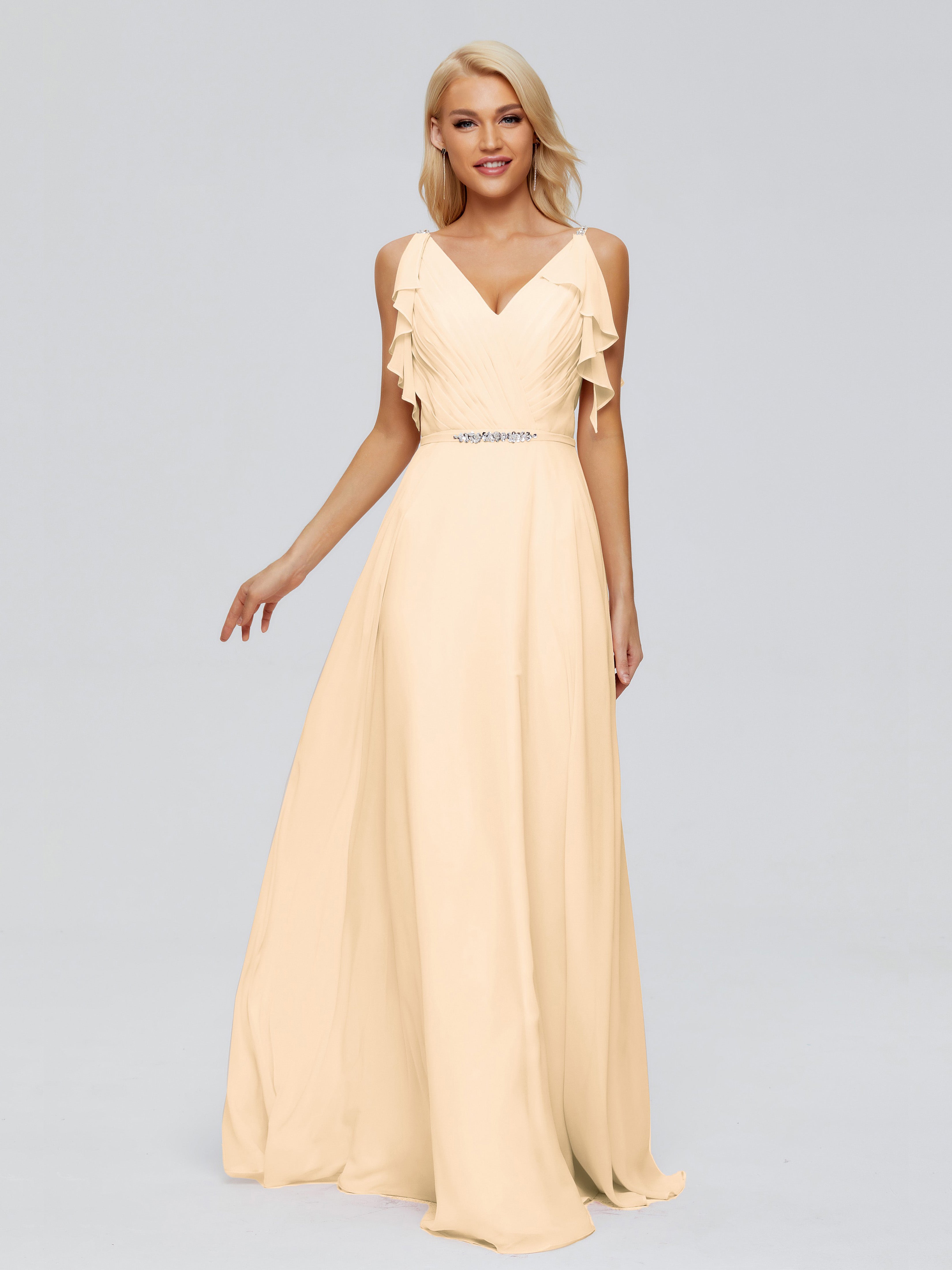 Robe Demoiselle D Honneur Rose Peche Trapèze Dos En V Robes Demoiselle D'Honneur