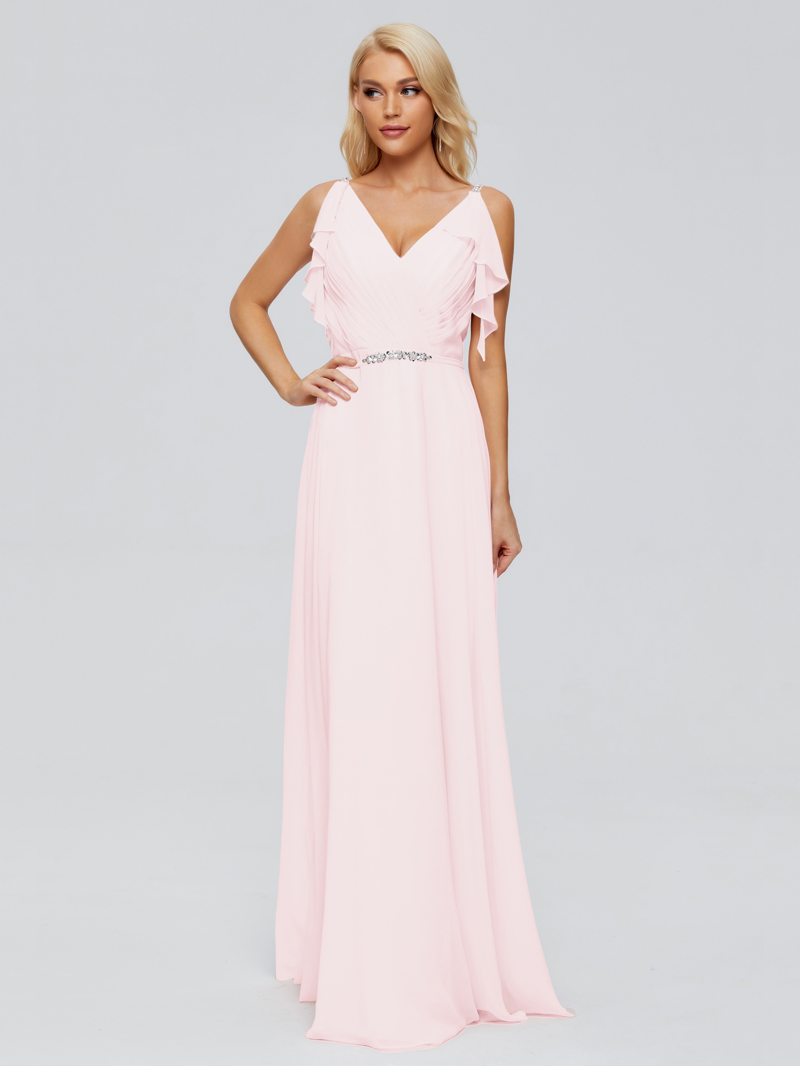 Robe Demoiselles D Honneur Rose Pale Trapèze Dos En V Robes Demoiselle D'Honneur