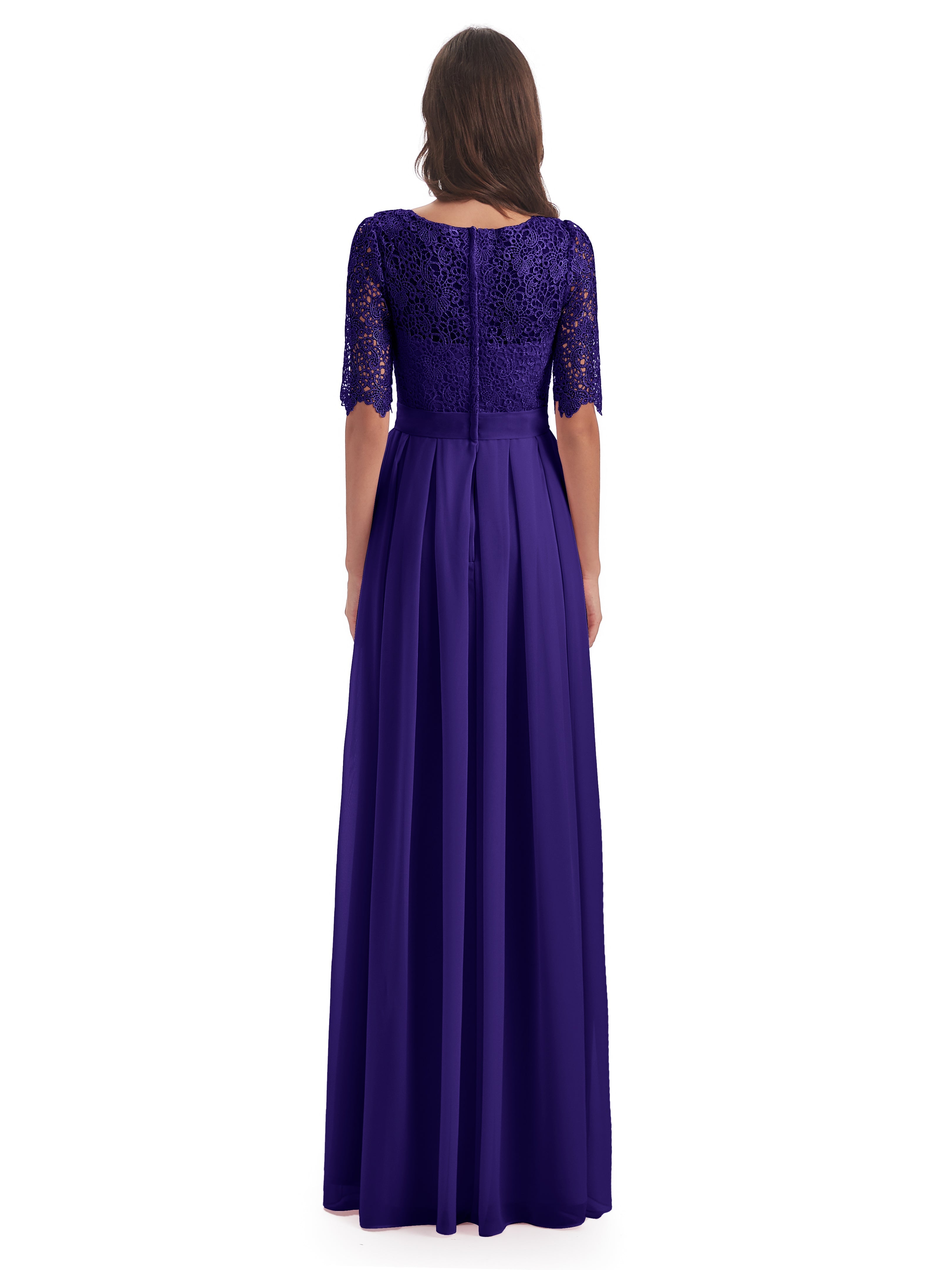 Robes De Demoiselle D'Honneur En Régence Demi Manches Encolure Dégagée Robes Demoiselle D'Honneur