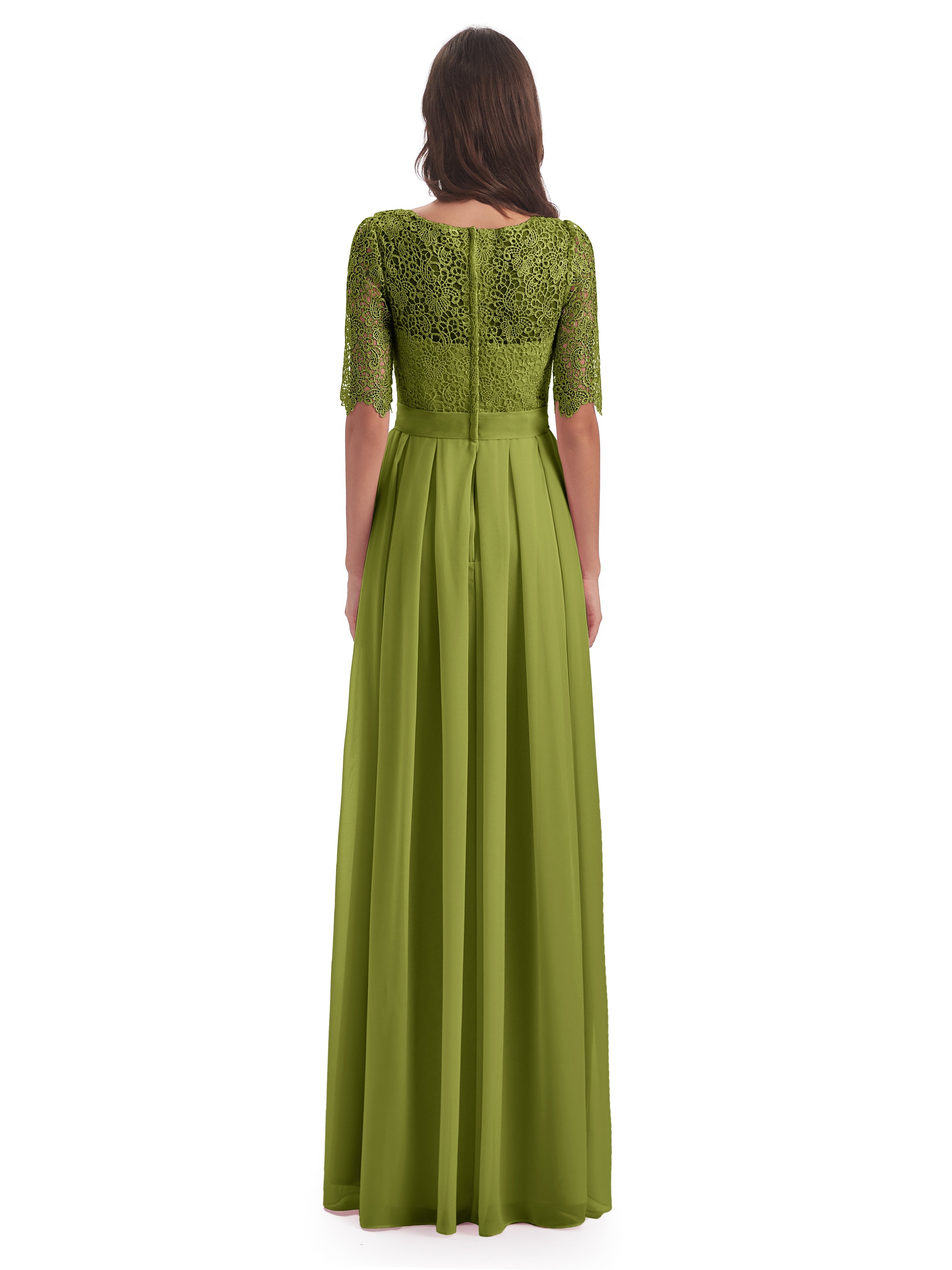 Robes De Demoiselle D'Honneur Trèfle Demi Manches Encolure Dégagée Robes Demoiselle D'Honneur