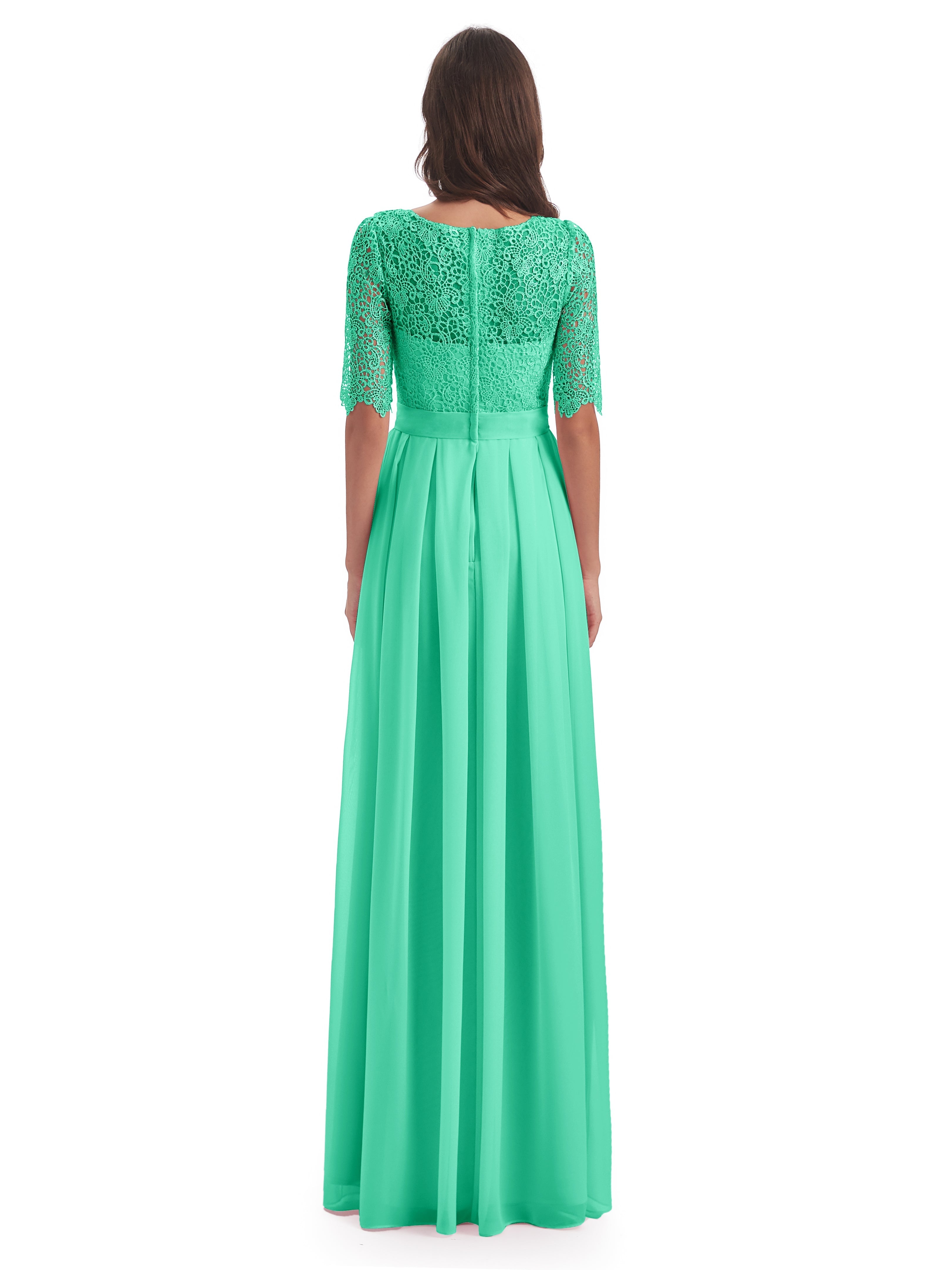 Demoiselle Dhonneur Robe Bleu Turquoise Demi Manches Encolure Dégagée Robes Demoiselle D'Honneur