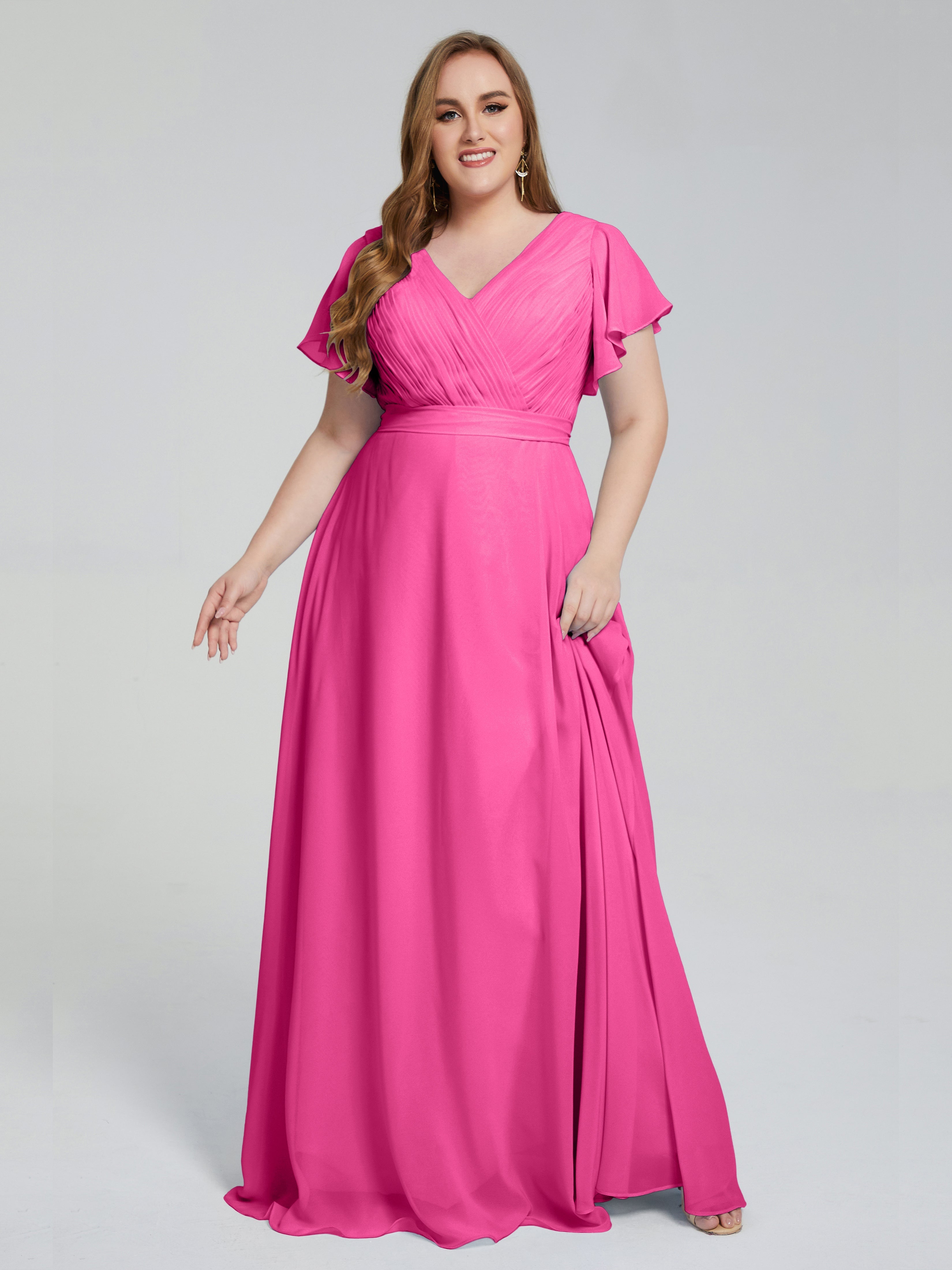 Robe Demoiselle D Honneur Azalée Manches Courtes Mousseline Robes Demoiselle D'Honneur