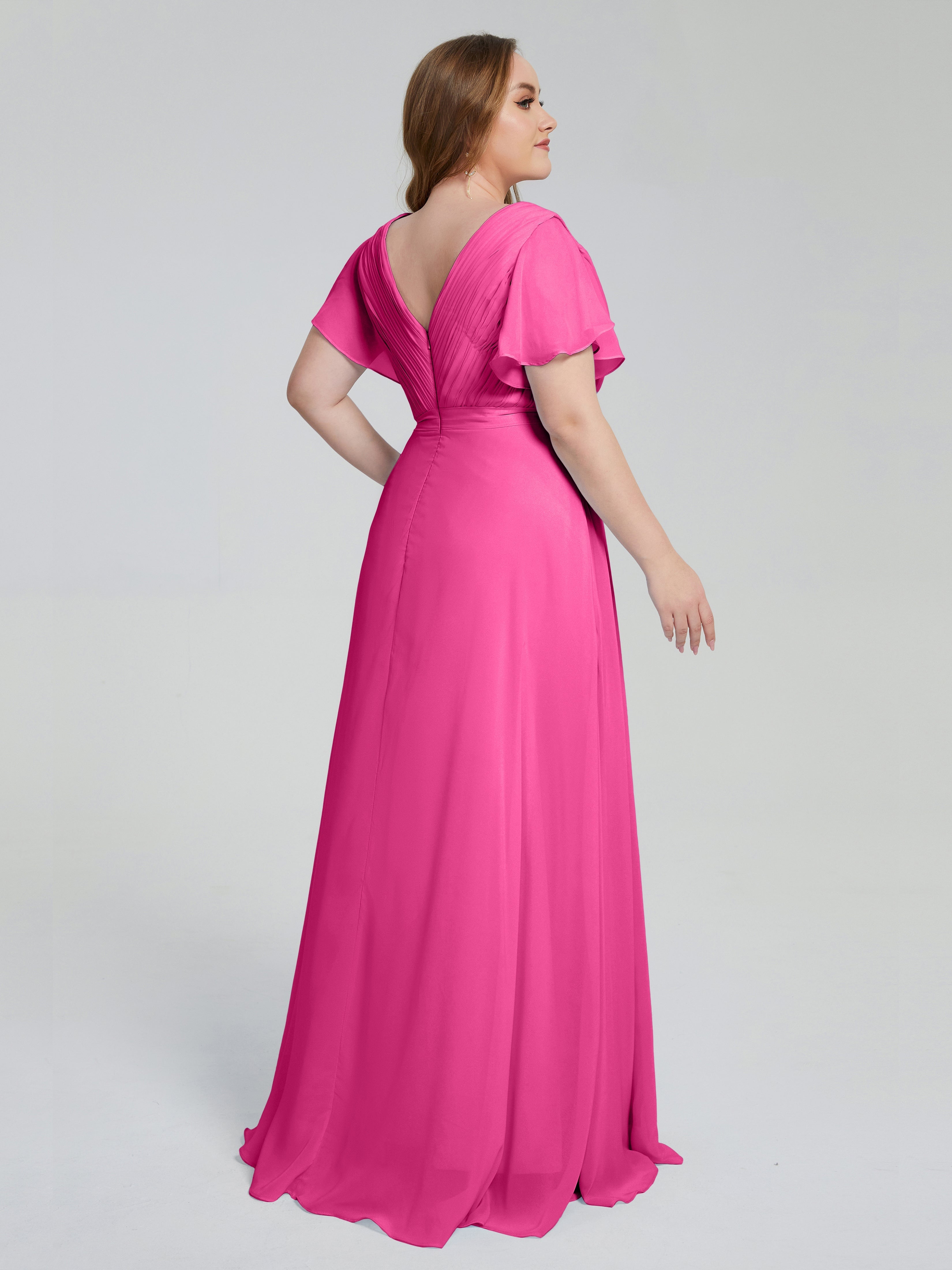 Robe Demoiselle D Honneur Azalée Manches Courtes Mousseline Robes Demoiselle D'Honneur
