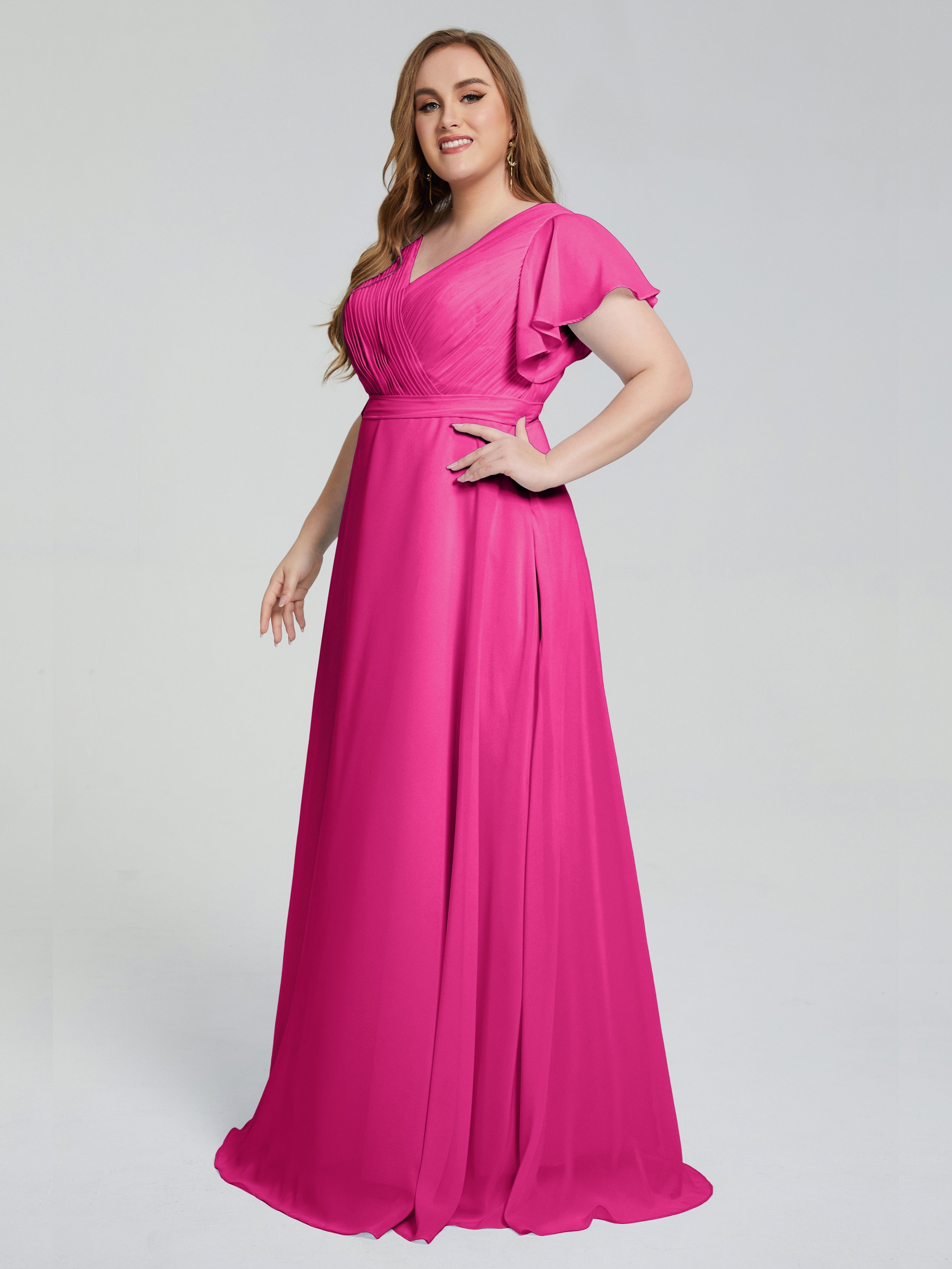 Robe Demoiselle D Honneur Azalée Manches Courtes Mousseline Robes Demoiselle D'Honneur