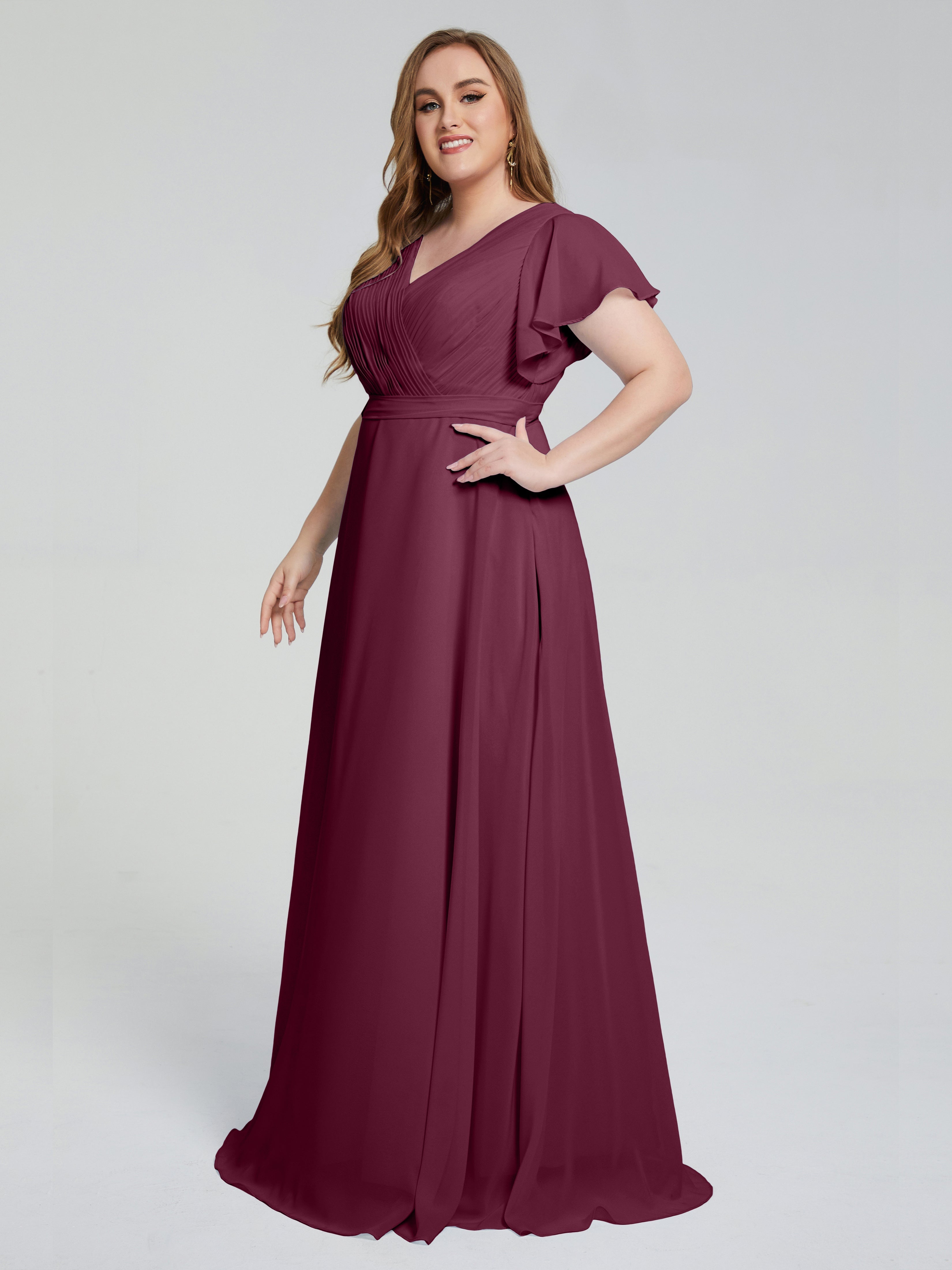 Robes De Demoiselle D'Honneur Mure Manches Courtes Mousseline Robes Demoiselle D'Honneur