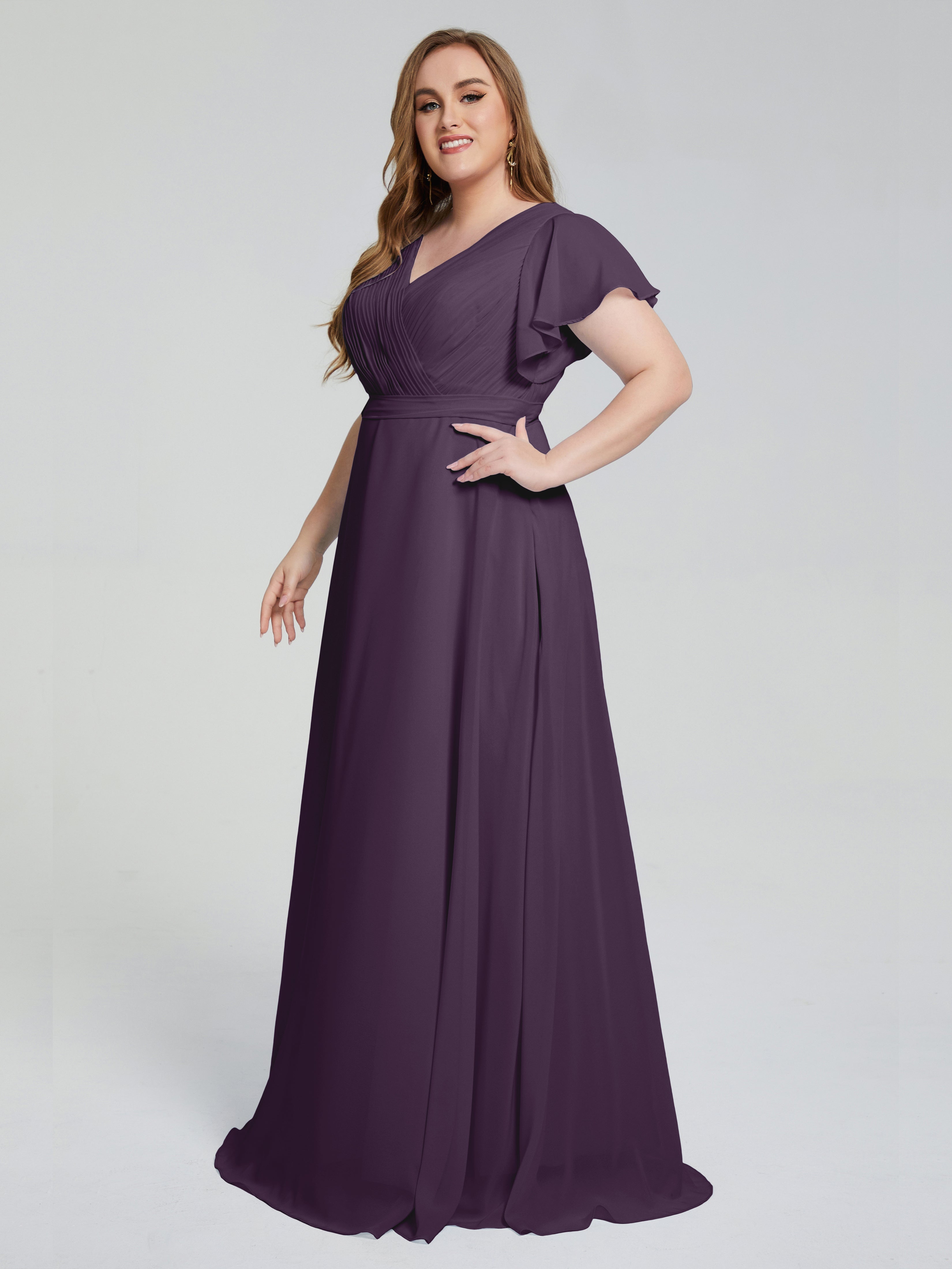Robe Demoiselle D Honneur Plume Manches Courtes Mousseline Robes Demoiselle D'Honneur