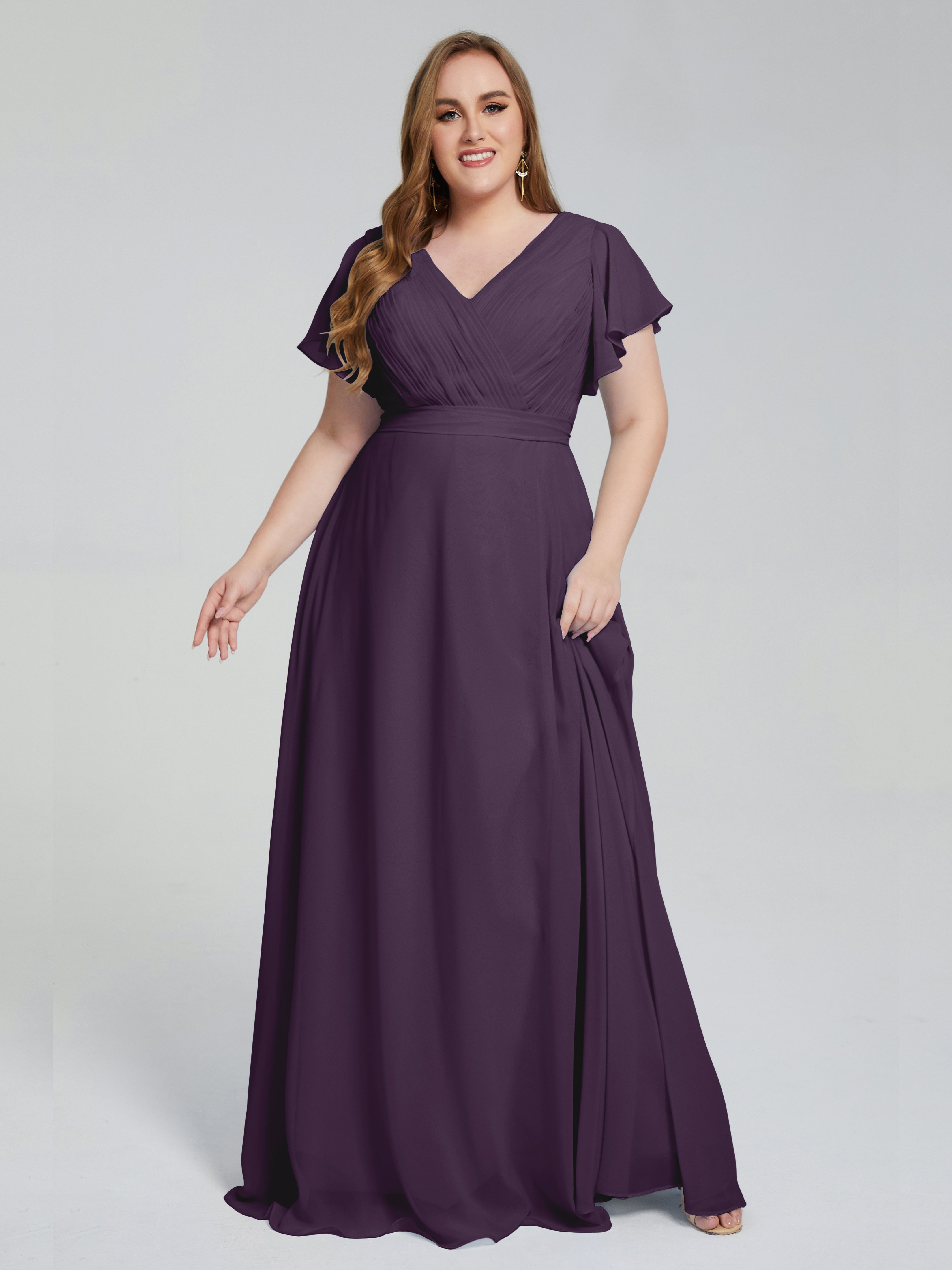 Robe Demoiselle D Honneur Plume Manches Courtes Mousseline Robes Demoiselle D'Honneur