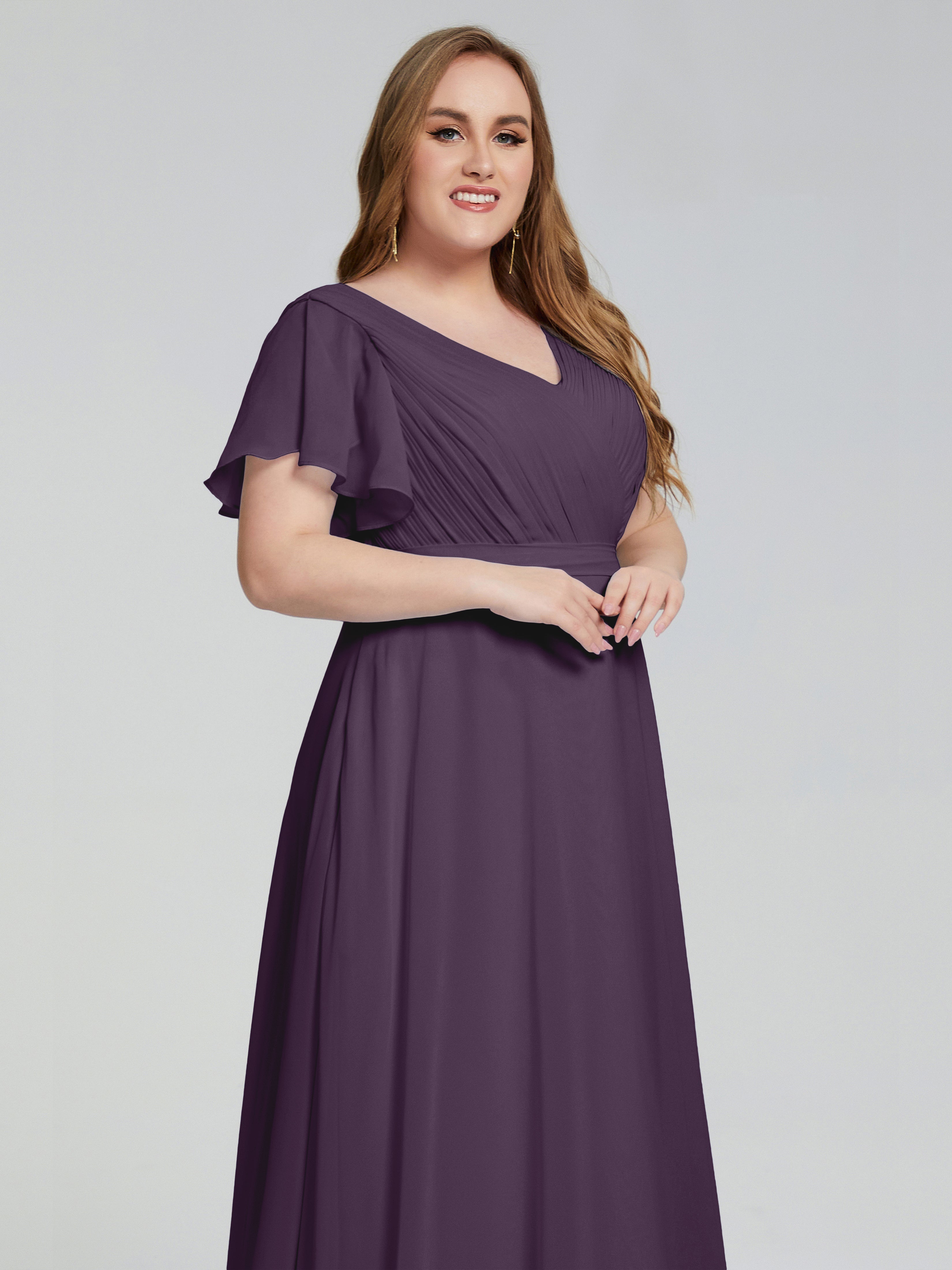 Robe Demoiselle D Honneur Plume Manches Courtes Mousseline Robes Demoiselle D'Honneur