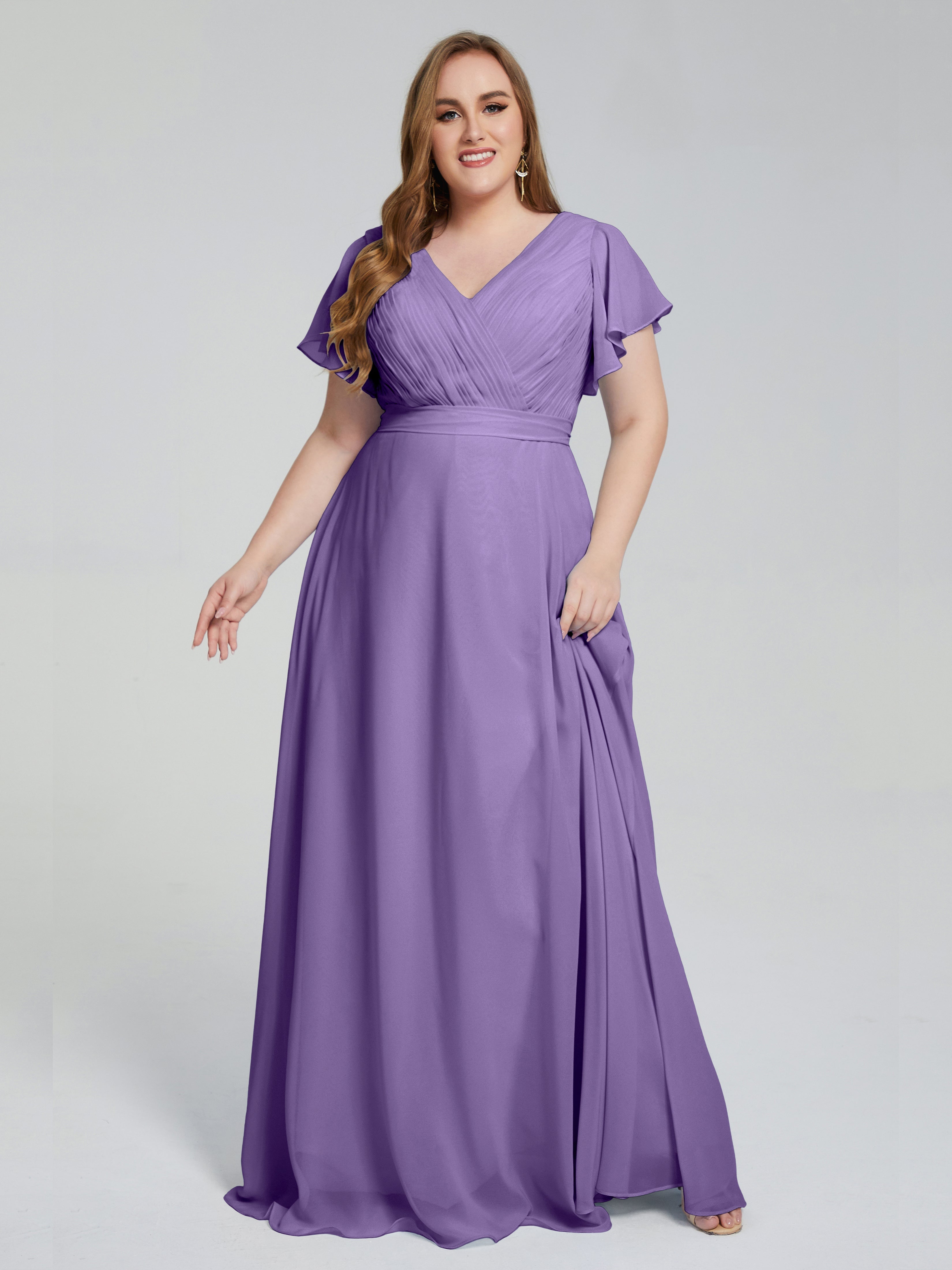 Robes De Demoiselle D'Honneur Tahiti Manches Courtes Mousseline Robes Demoiselle D'Honneur