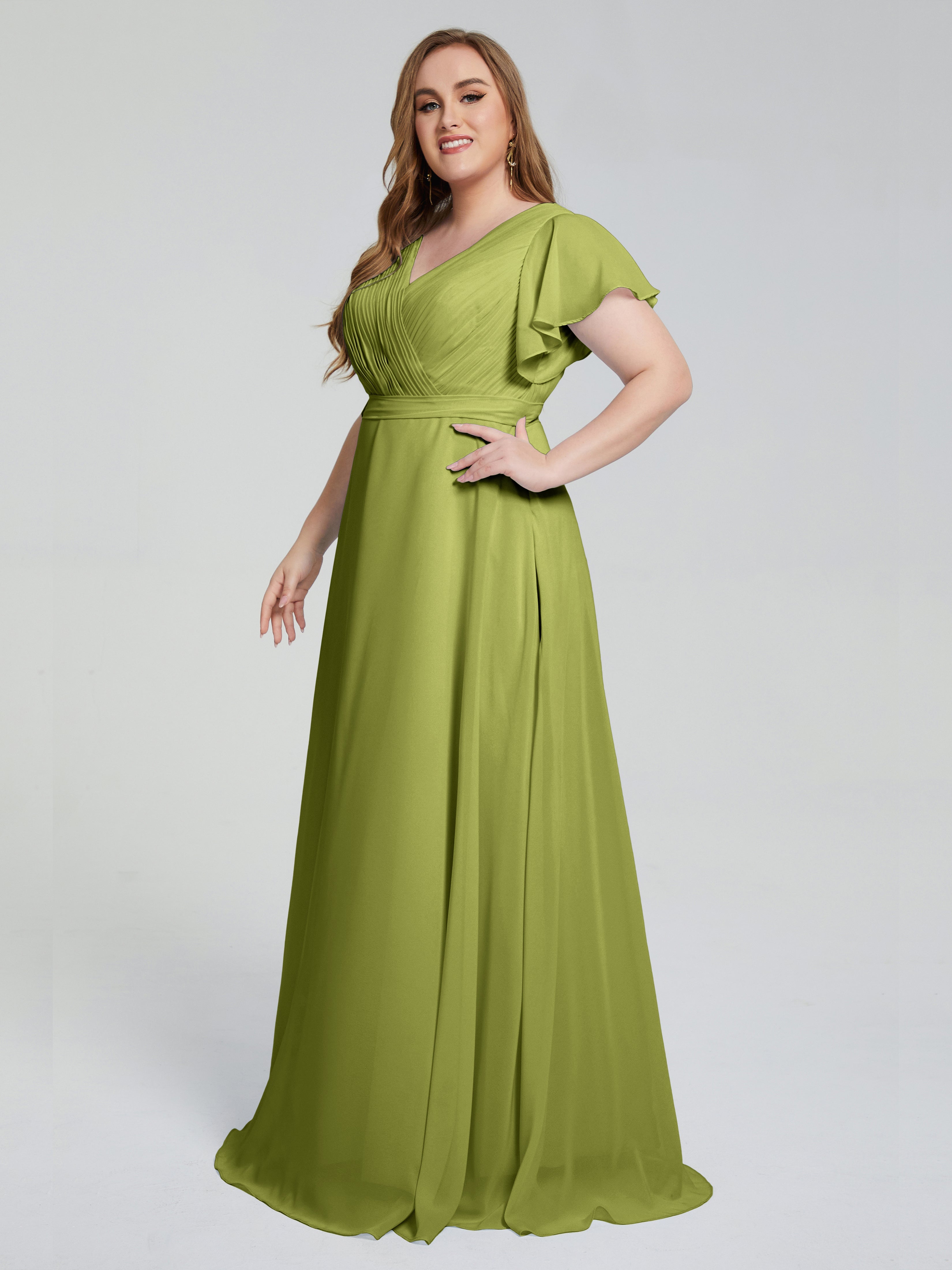 Robes De Demoiselle D'Honneur Trèfle Manches Courtes Mousseline Robes Demoiselle D'Honneur