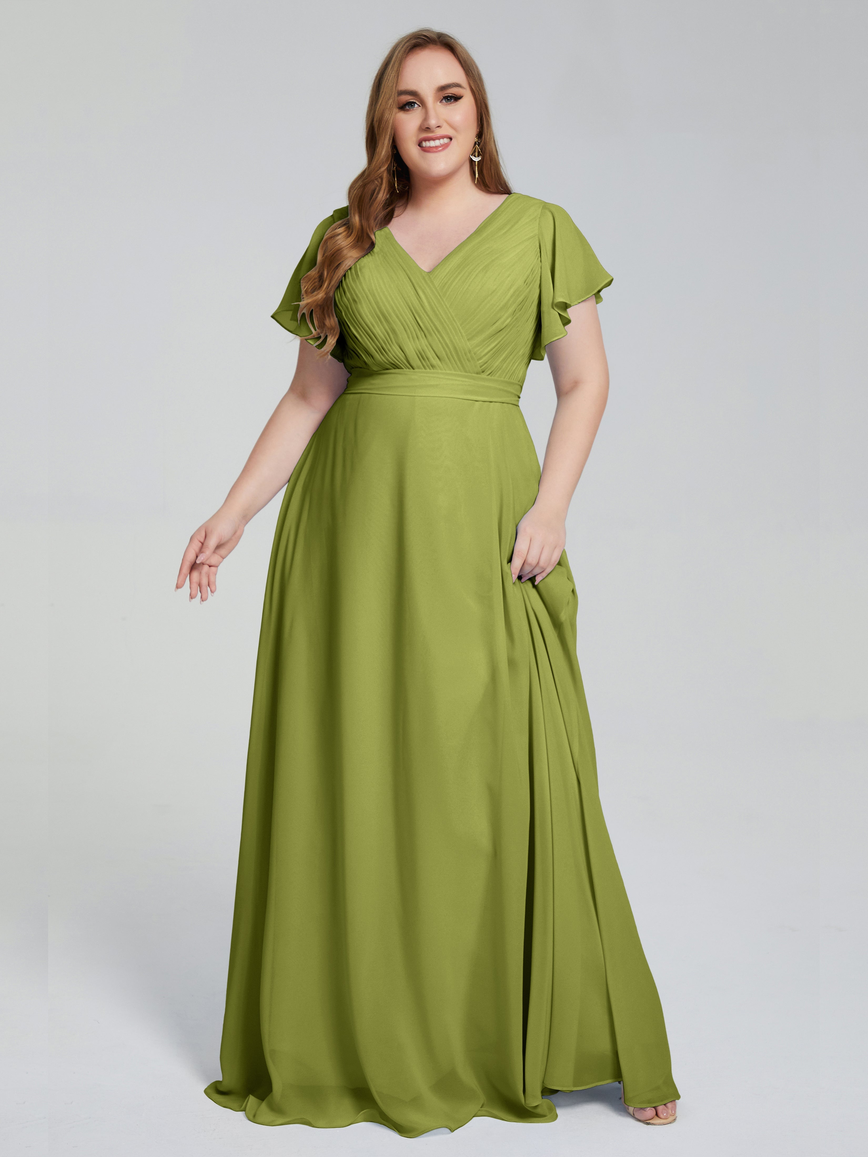 Robes De Demoiselle D'Honneur Trèfle Manches Courtes Mousseline Robes Demoiselle D'Honneur