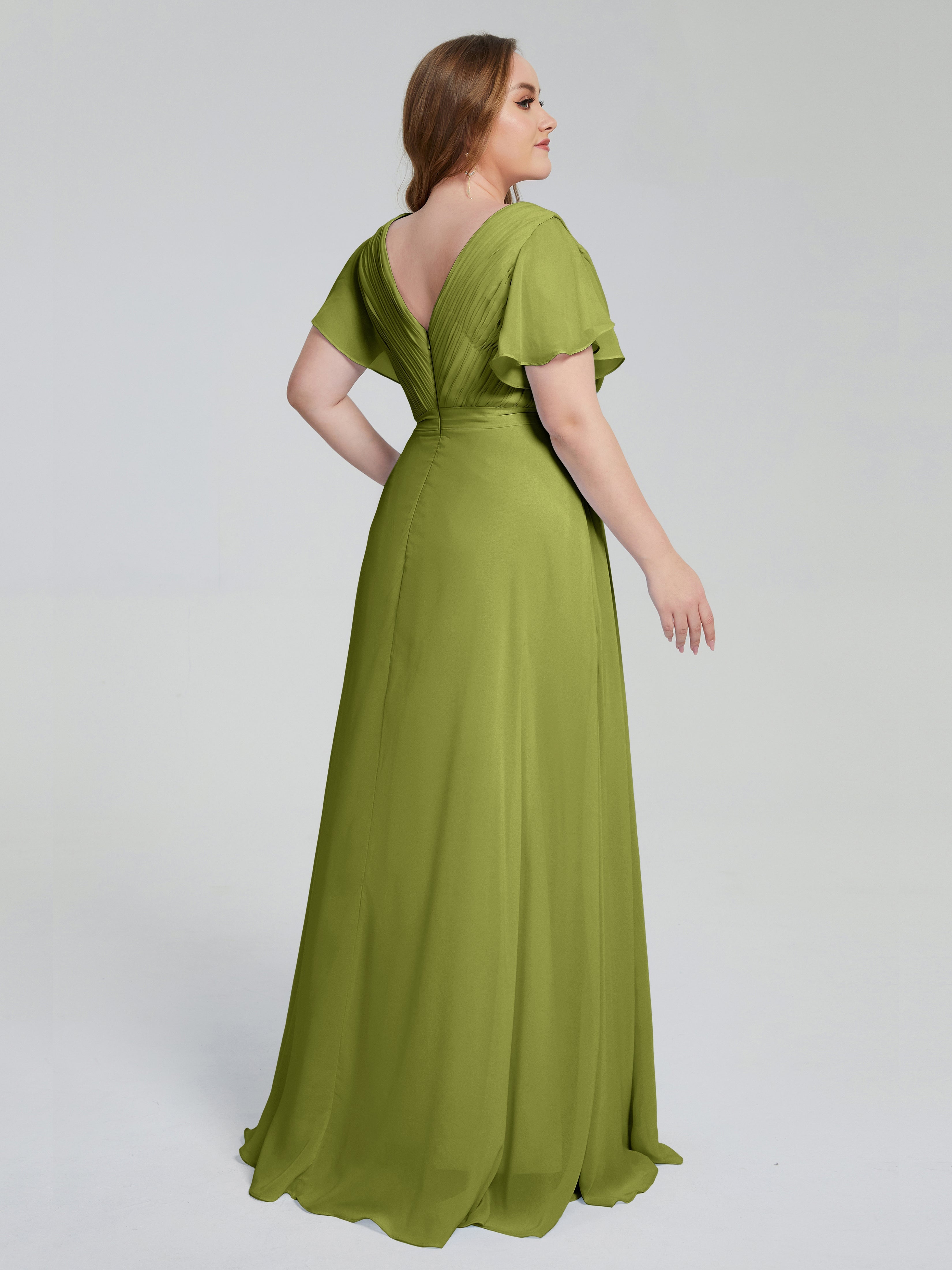 Robes De Demoiselle D'Honneur Trèfle Manches Courtes Mousseline Robes Demoiselle D'Honneur
