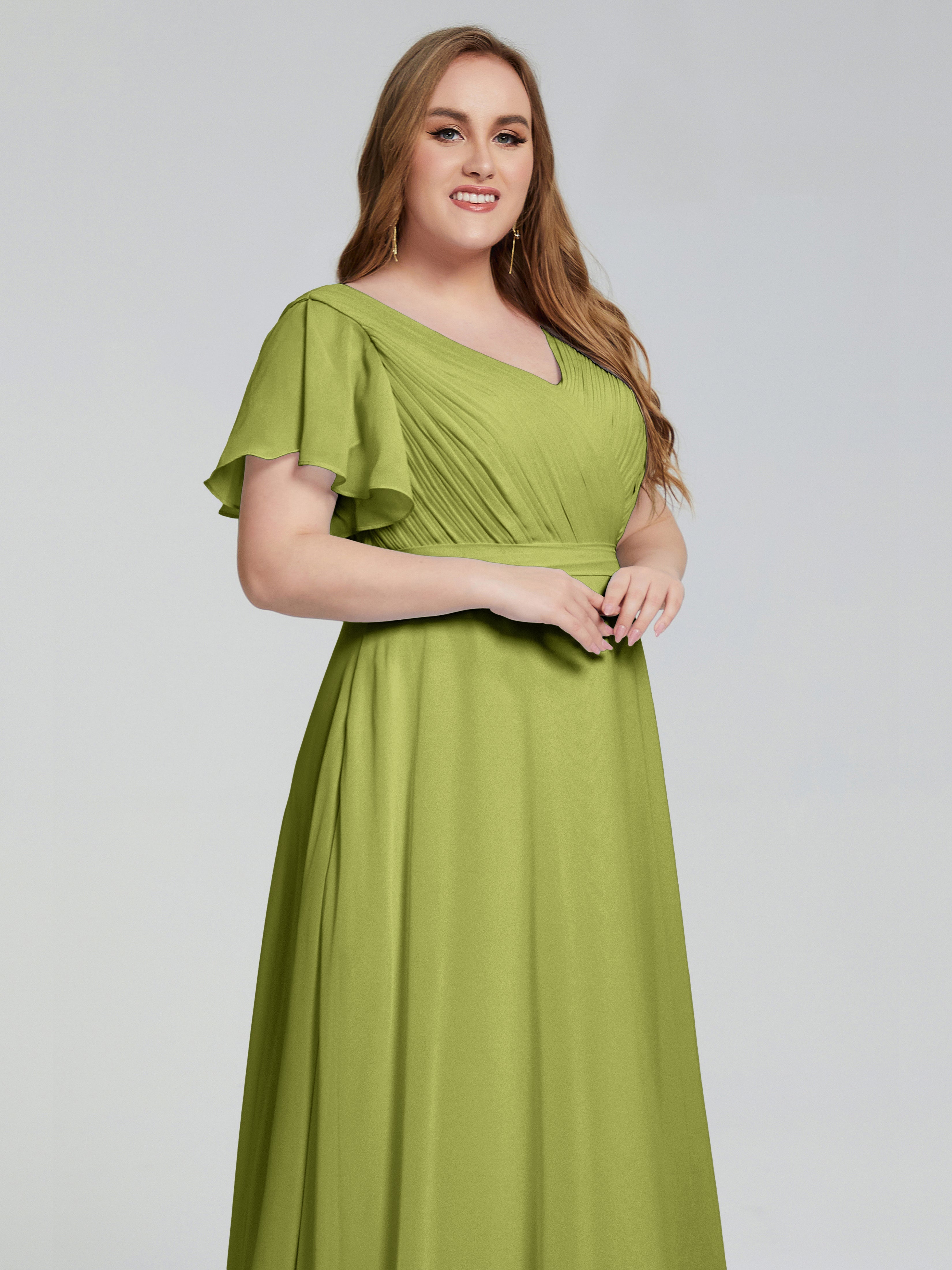 Robes De Demoiselle D'Honneur Trèfle Manches Courtes Mousseline Robes Demoiselle D'Honneur