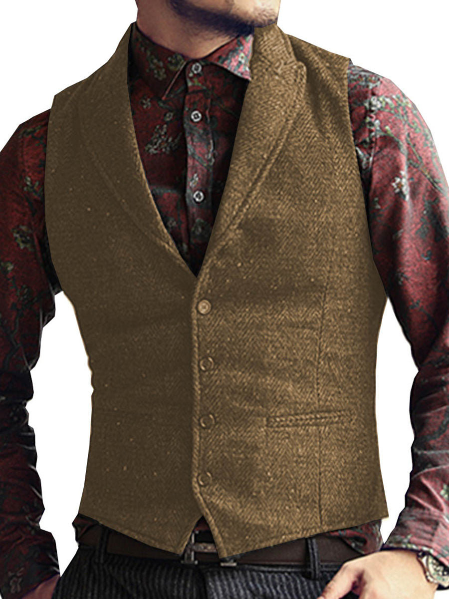 Gilet Homme à Revers en BRUN pour Cérémonie Tenue Élégante pour Marié et Témoins