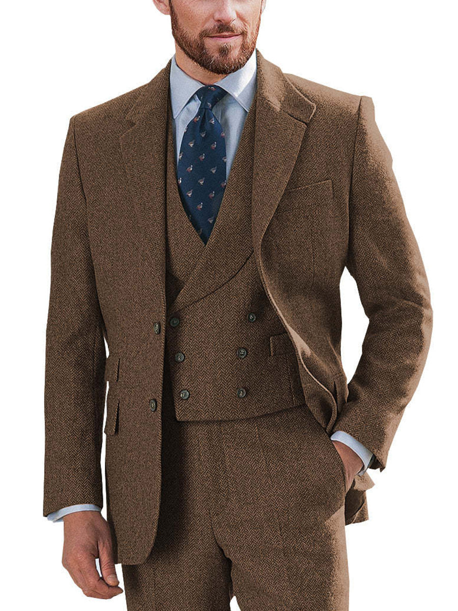 Costume Homme 3 Pièces en BRUN Nouvelle Collection à Coupe Slim pour Affaires Réception et Marié