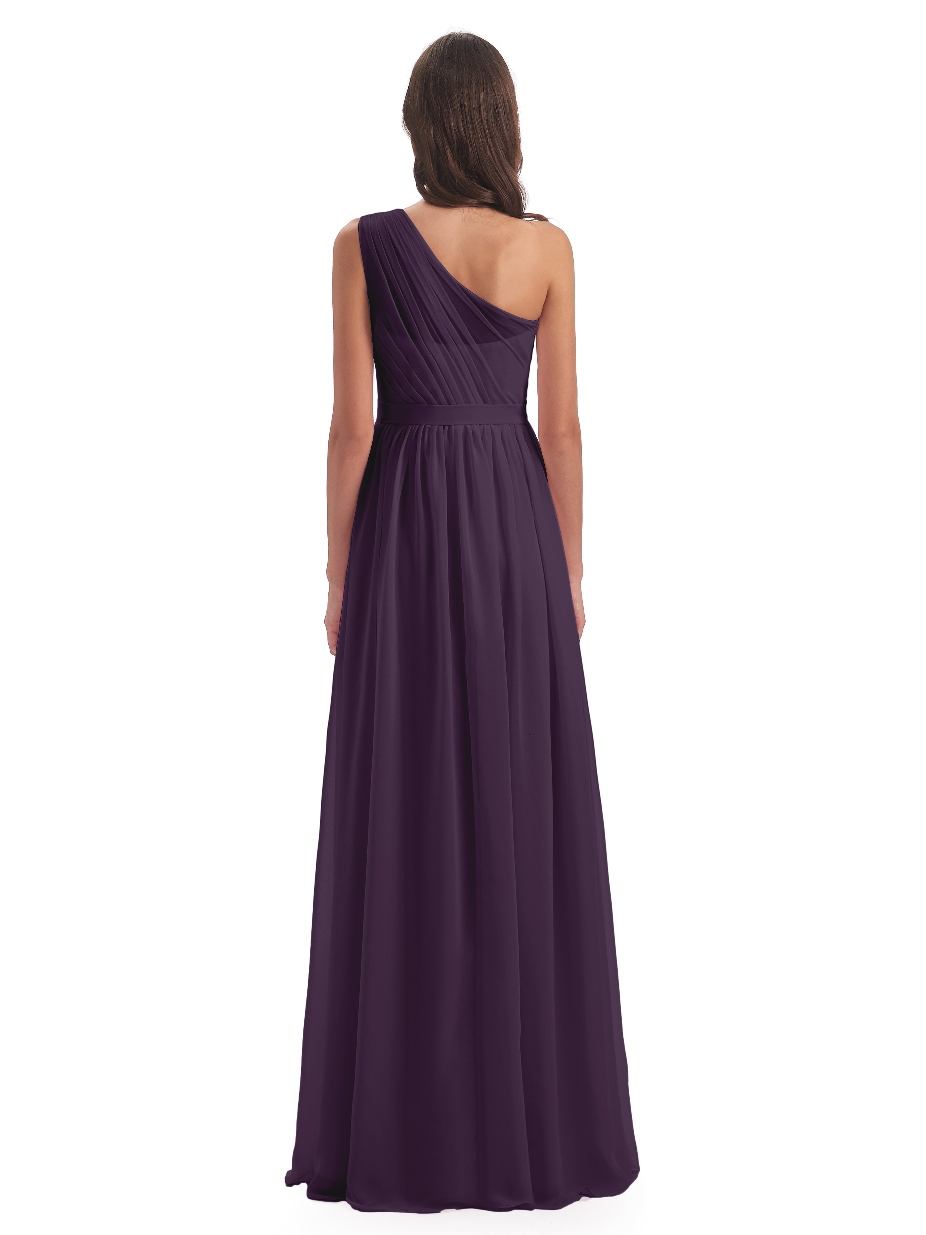 Robe Demoiselle D Honneur Plume Trapèze Seule-Épaule Mousseline Robes Demoiselle D'Honneur