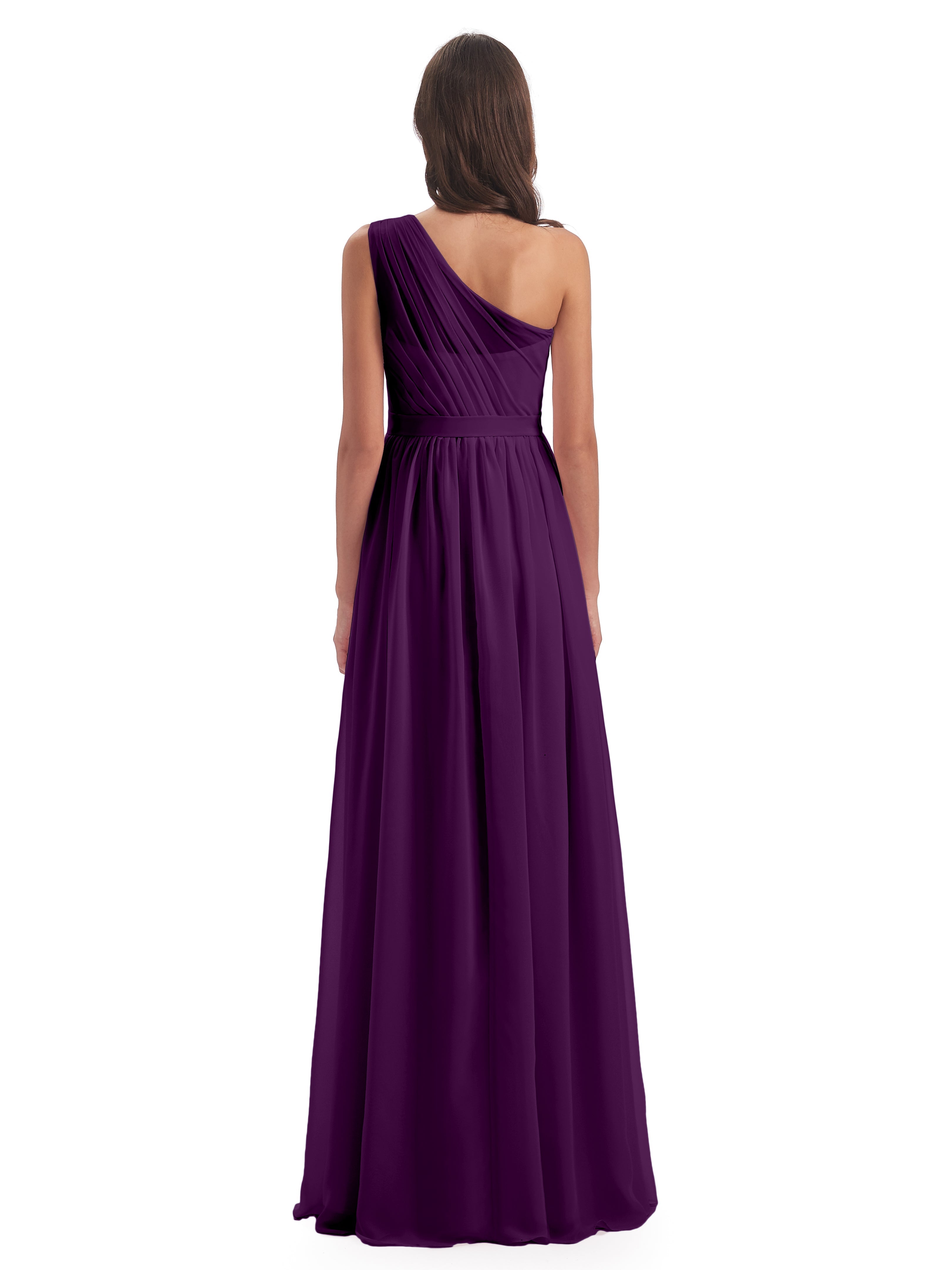 Robes De Demoiselle D'Honneur En Raisin A-ligne Seule-Épaule Mousseline Robes Demoiselle D'Honneur