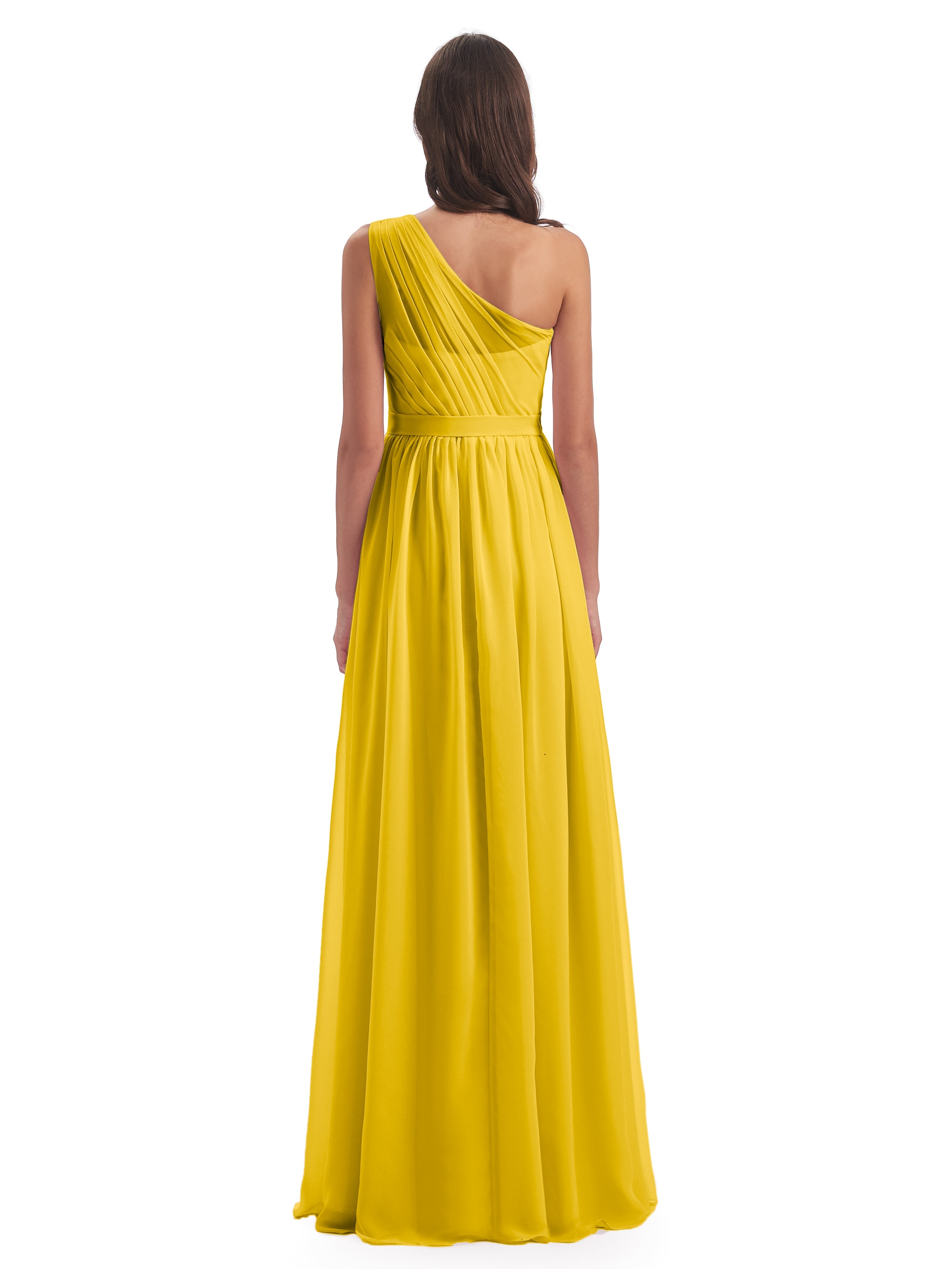 Robe De Demoiselle D'Honneur Souci A-ligne Seule-Épaule Mousseline Robes Demoiselle D'Honneur