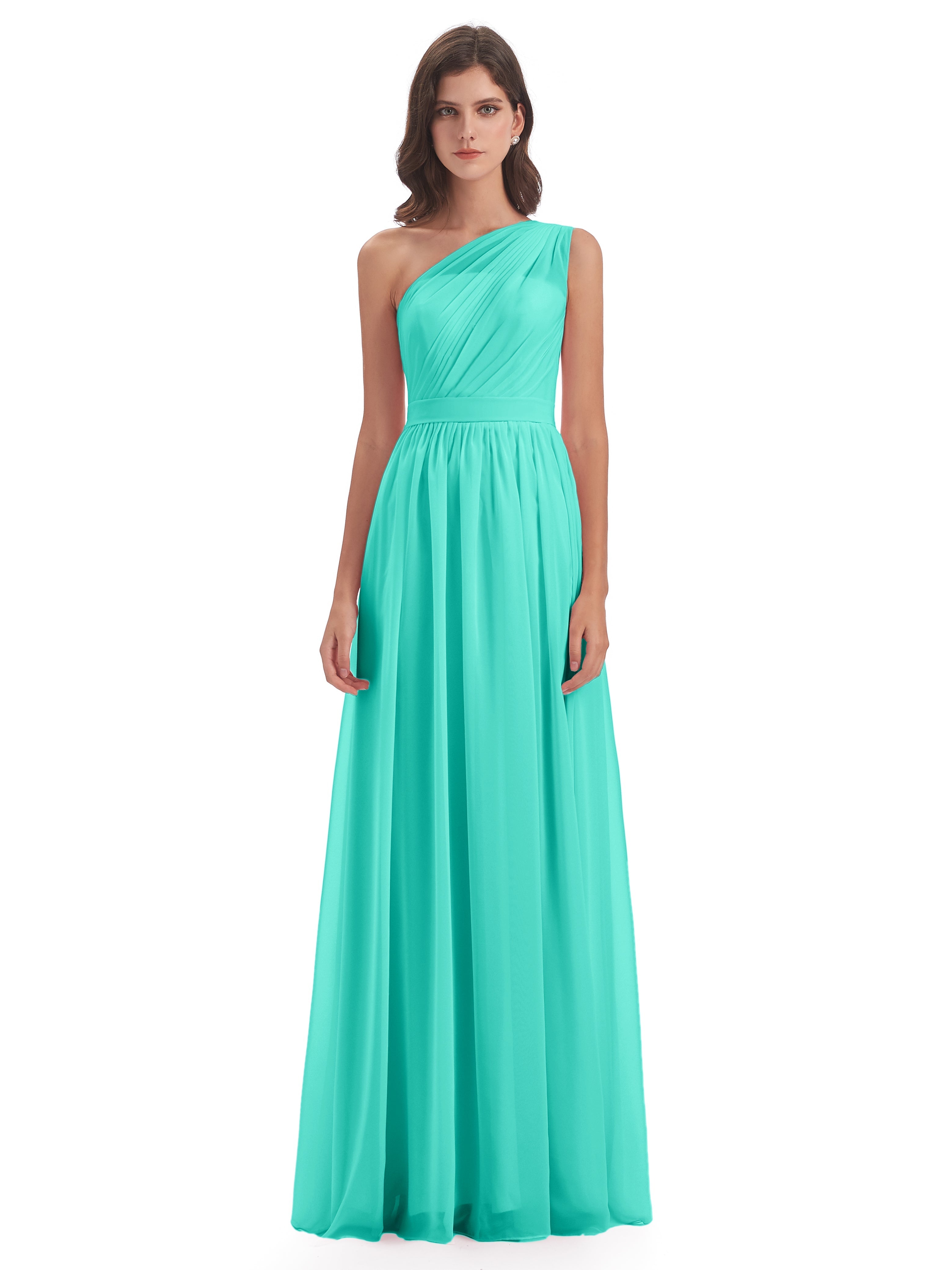 Robes De Demoiselle D'Honneur Spa A-ligne Seule-Épaule Mousseline Robes Demoiselle D'Honneur
