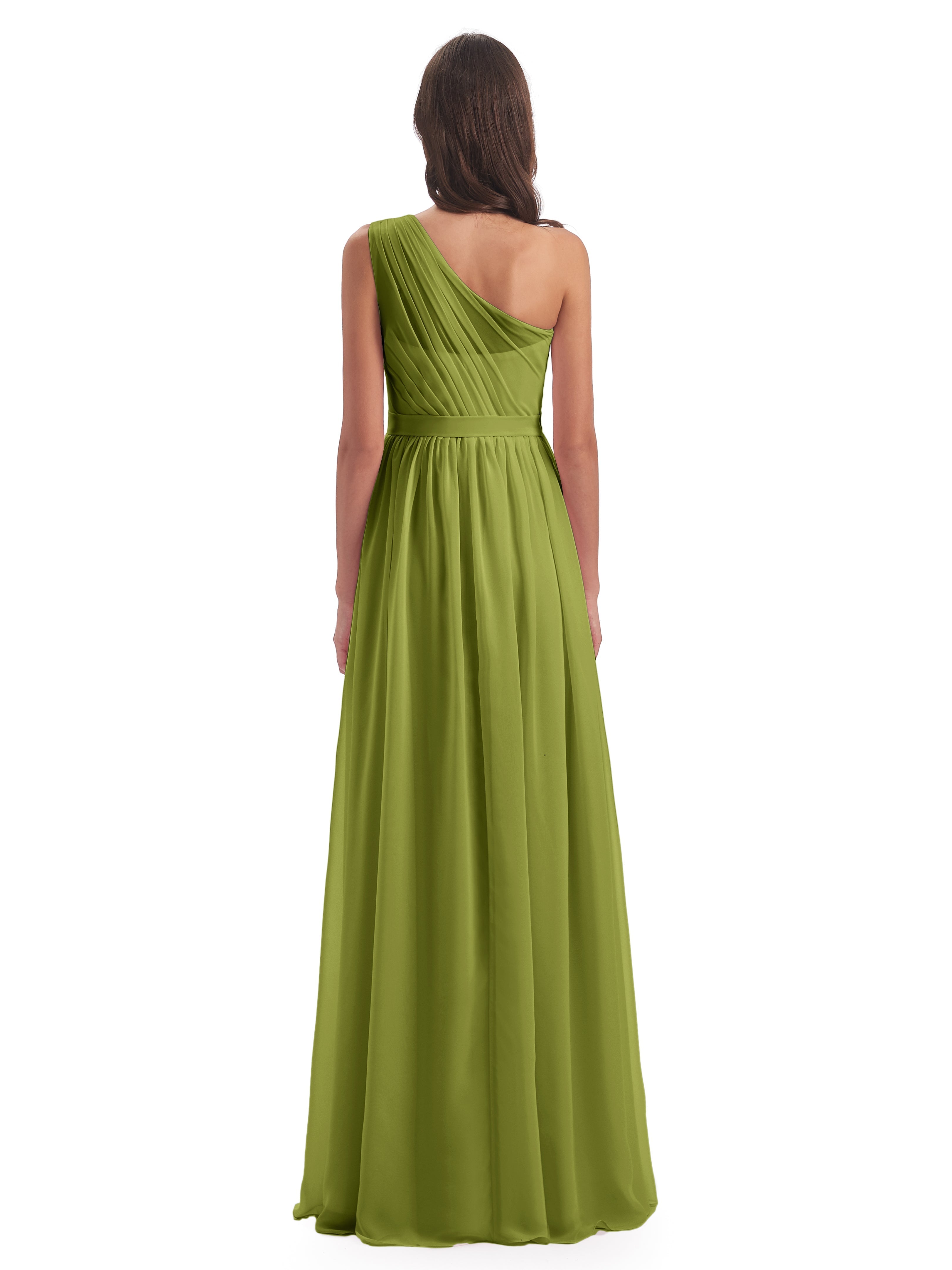 Robes De Demoiselle D'Honneur Trèfle A-ligne Seule-Épaule Mousseline Robes Demoiselle D'Honneur