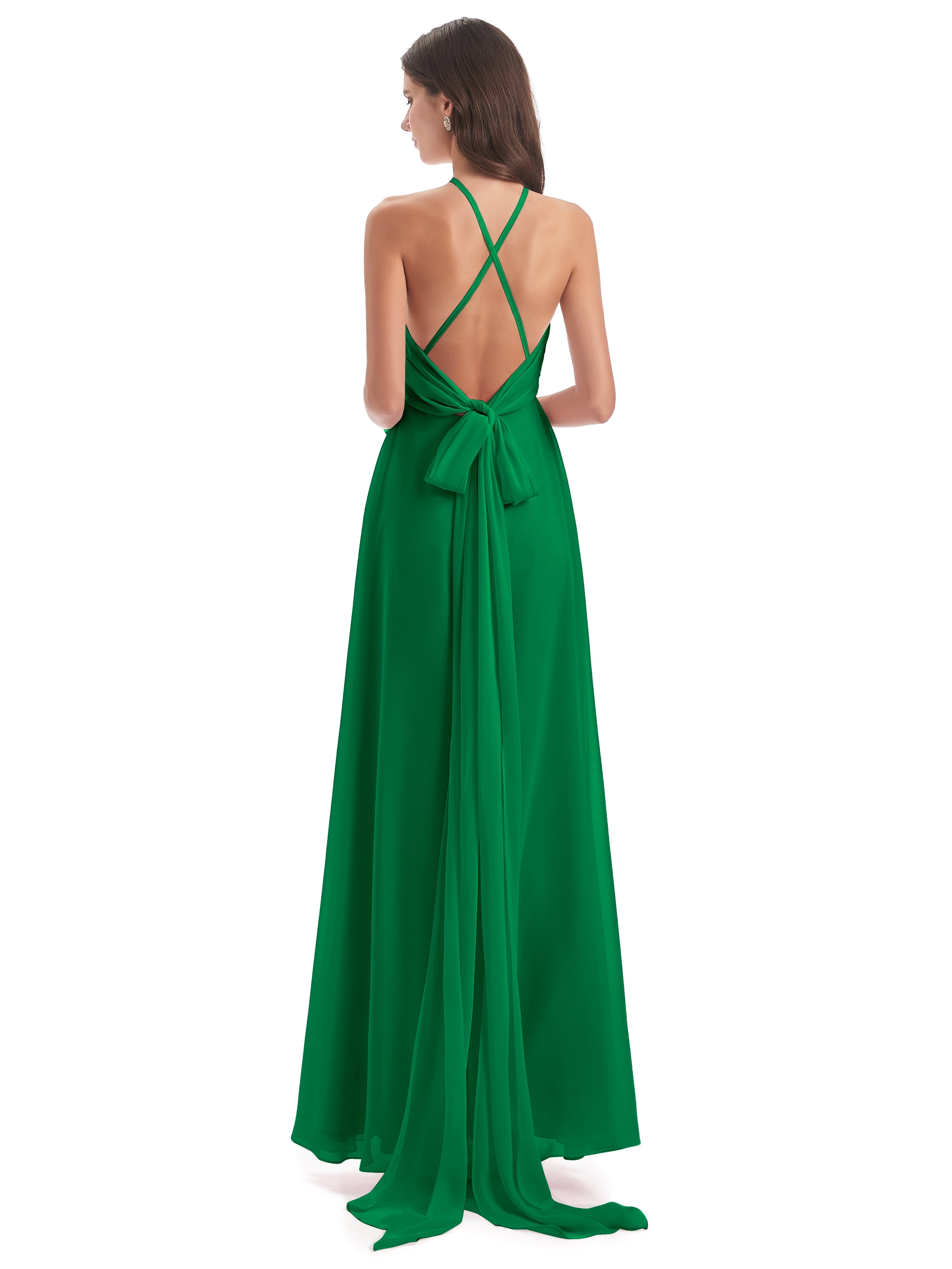 Robe Demoiselle D Honneur Vert Emeraude Dos Nu Licou Fendue Robes Demoiselle D'Honneur