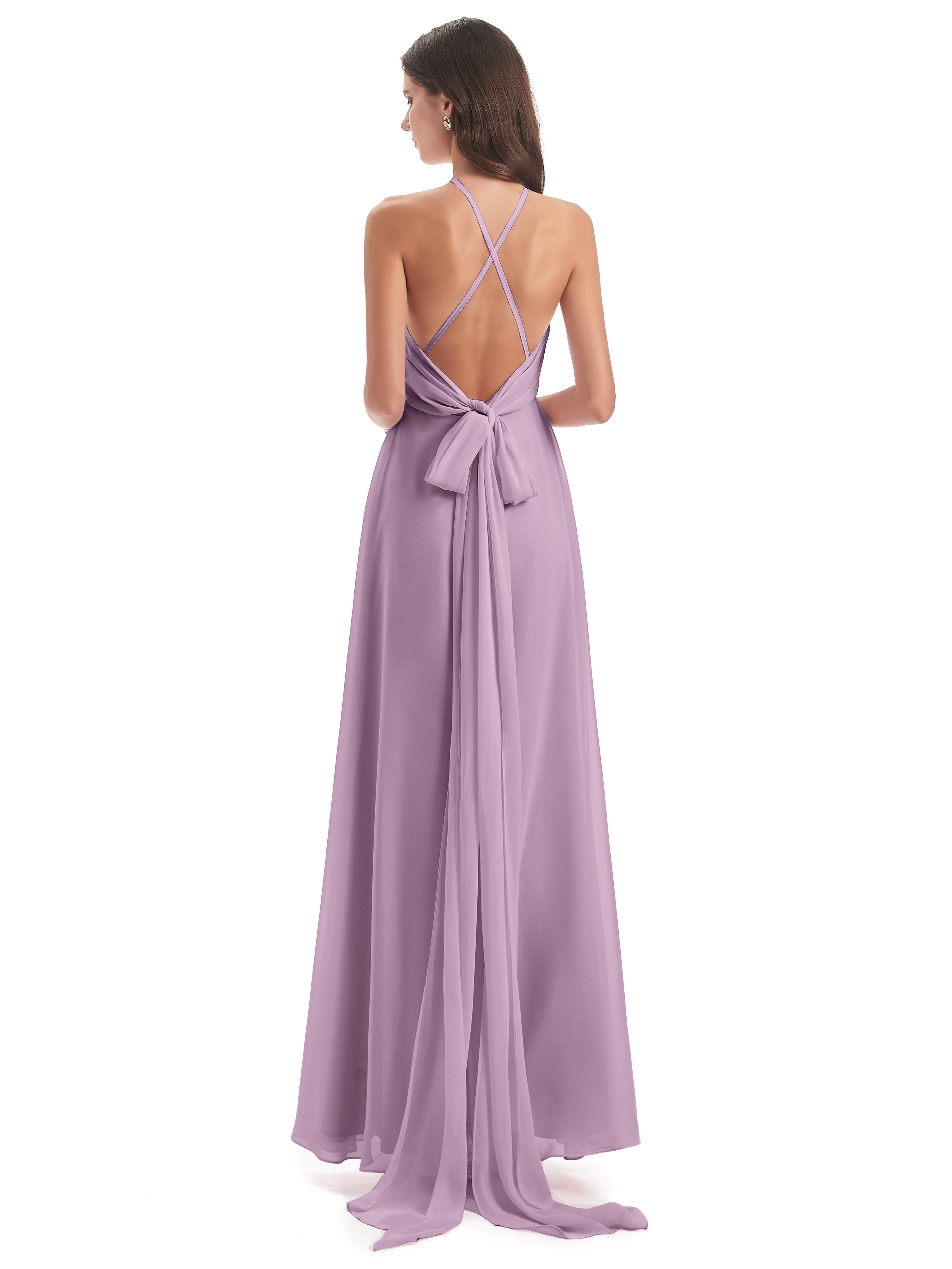 Robes De Demoiselle D'Honneur Glycine Dos Nu Licou Fendue Robes Demoiselle D'Honneur