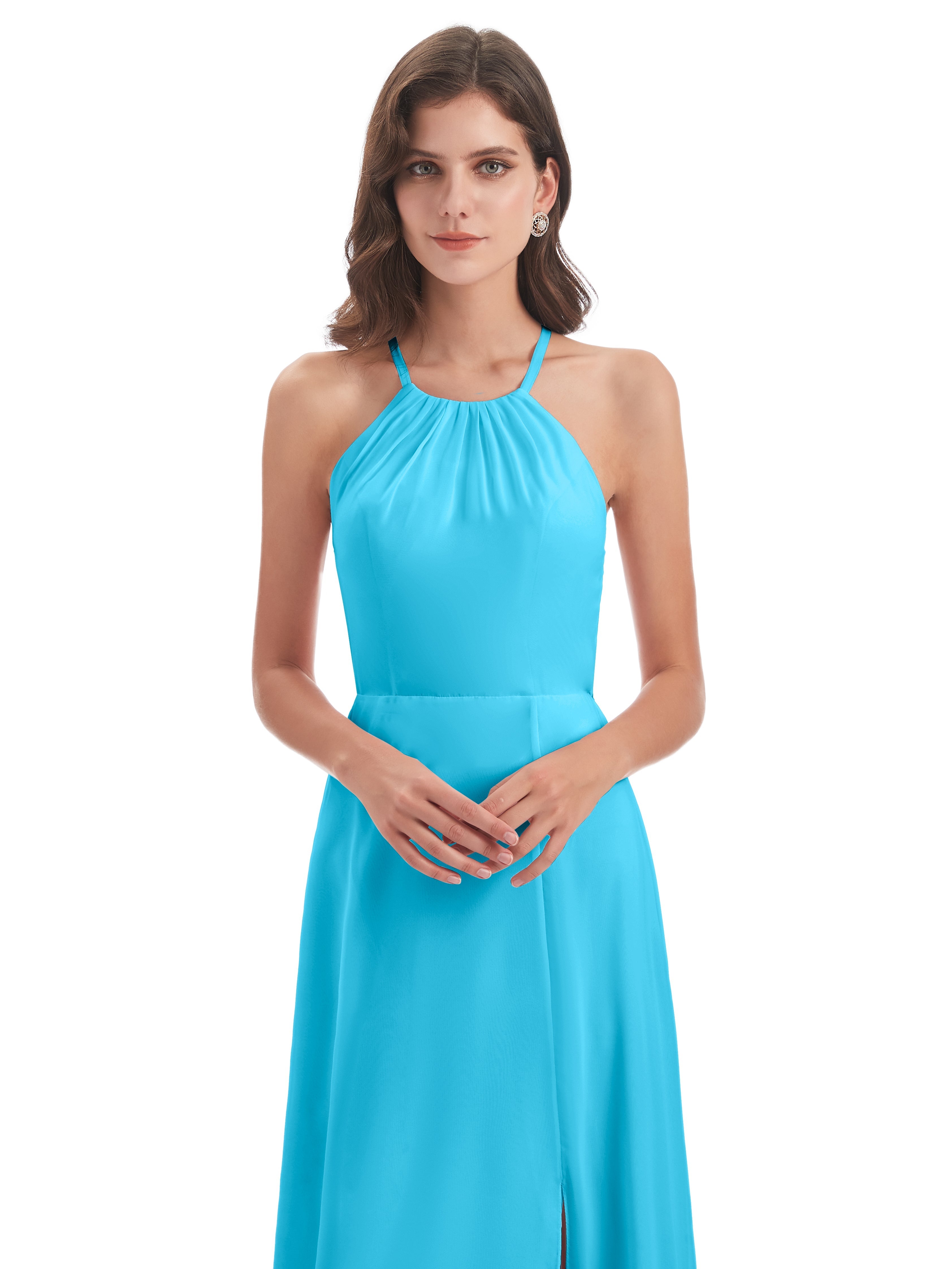 Robe De Demoiselle D'Honneur En Piscine Dos Nu Licou Fendue Robes Demoiselle D'Honneur