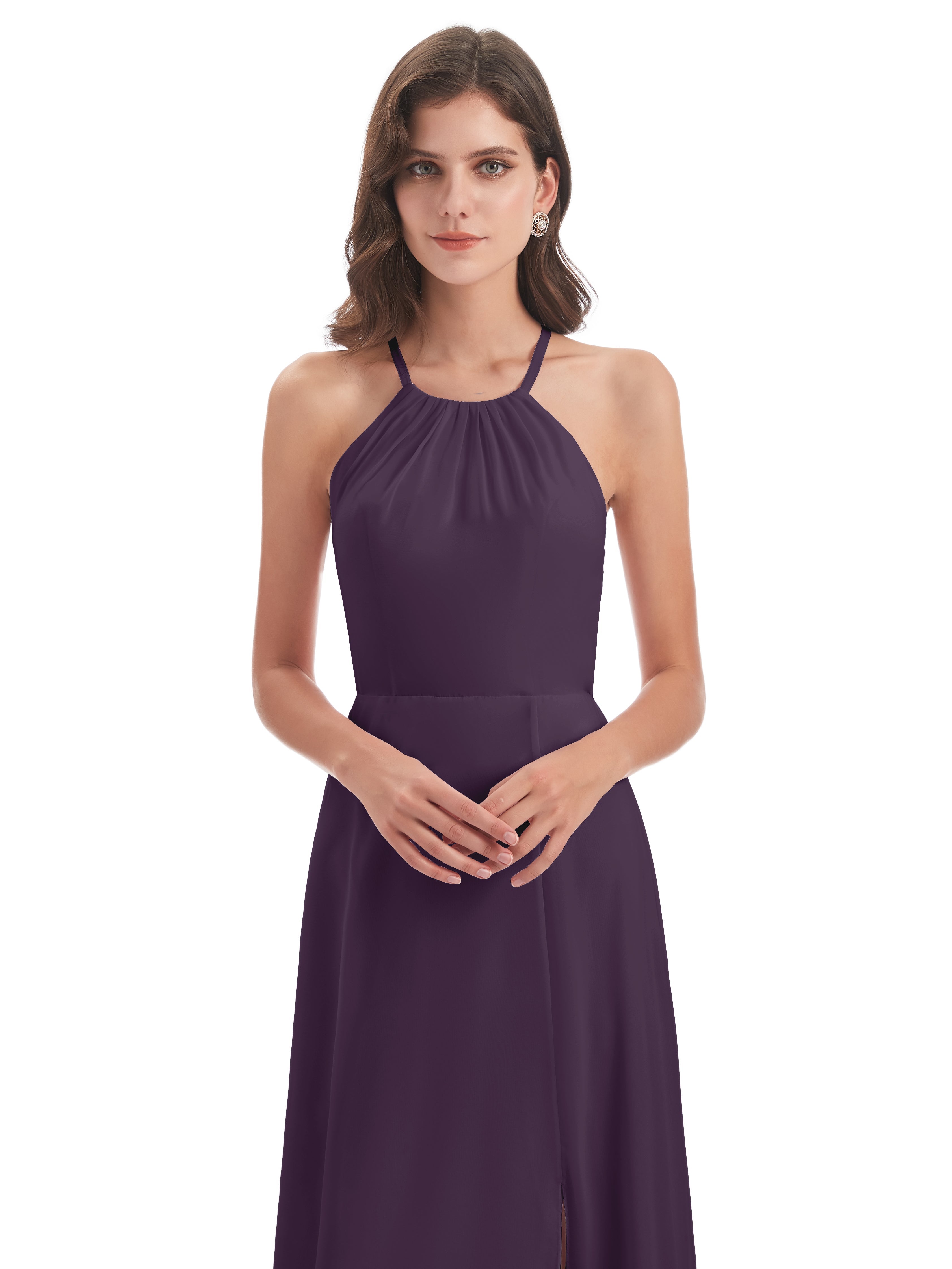 Robe Demoiselle D Honneur Plume Dos Nu Licou Fendue Robes Demoiselle D'Honneur