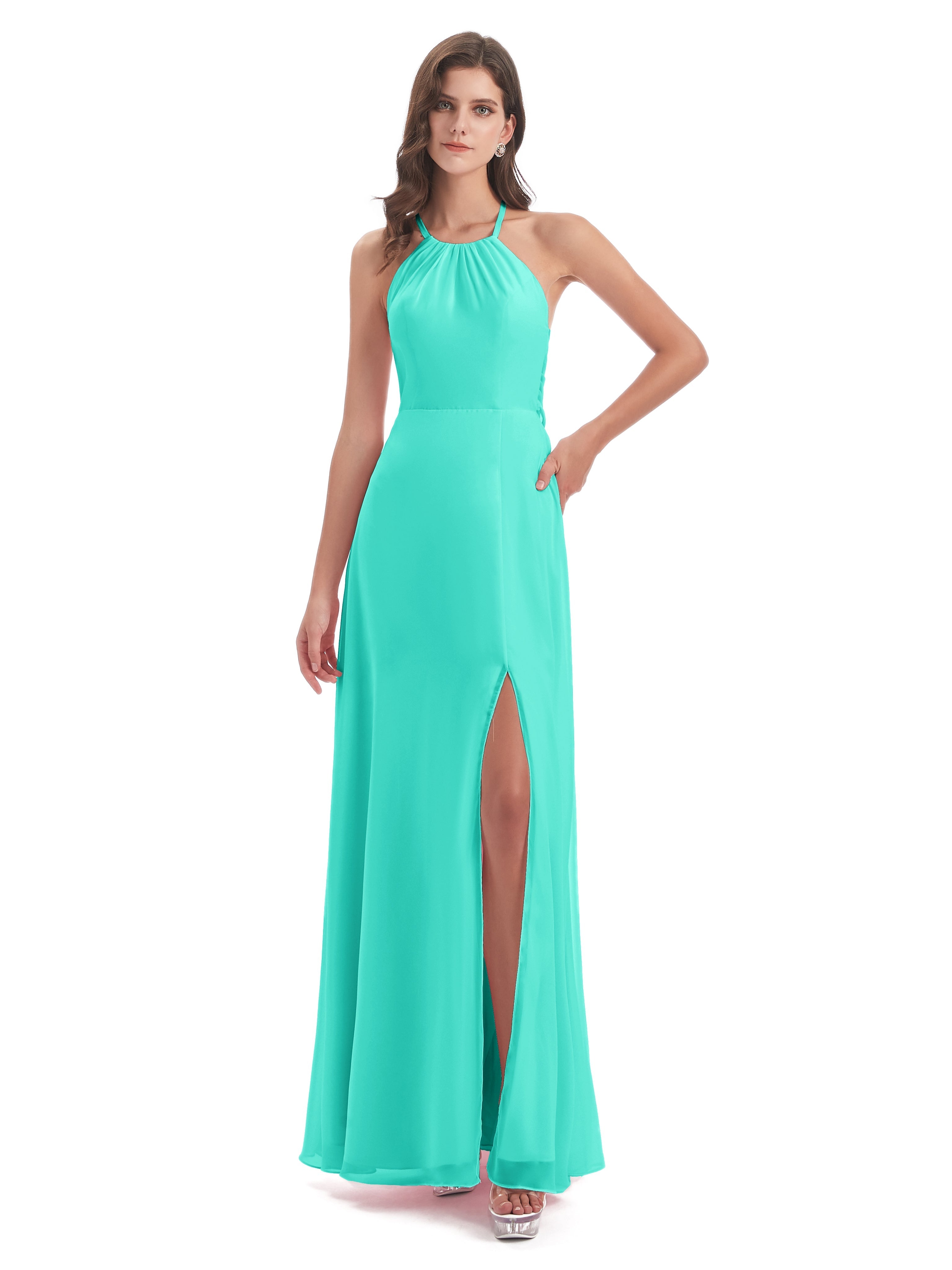 Robes De Demoiselle D'Honneur Spa Dos Nu Licou Fendue Robes Demoiselle D'Honneur