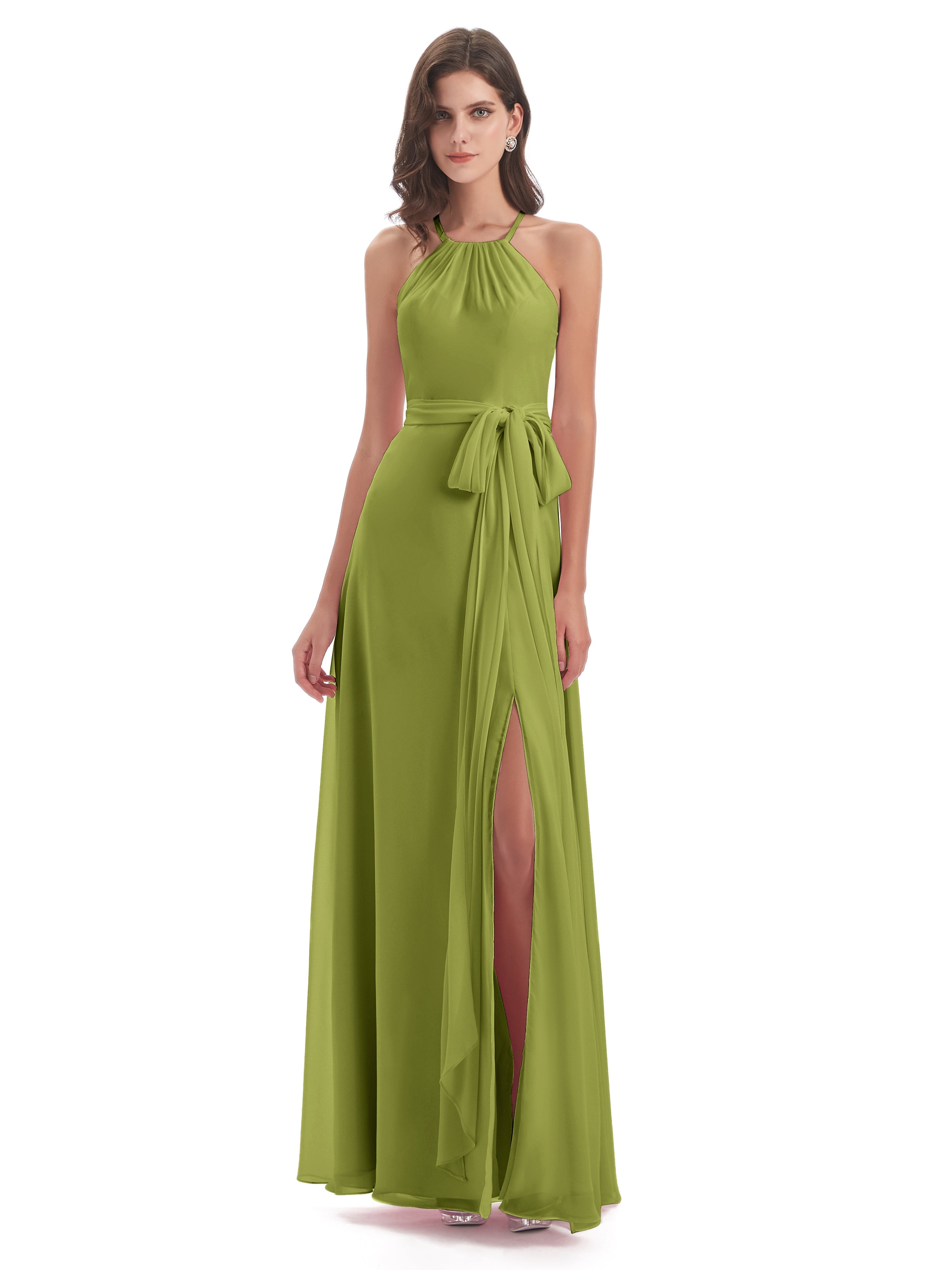 Robes De Demoiselle D'Honneur Trèfle Dos Nu Licou Fendue Robes Demoiselle D'Honneur