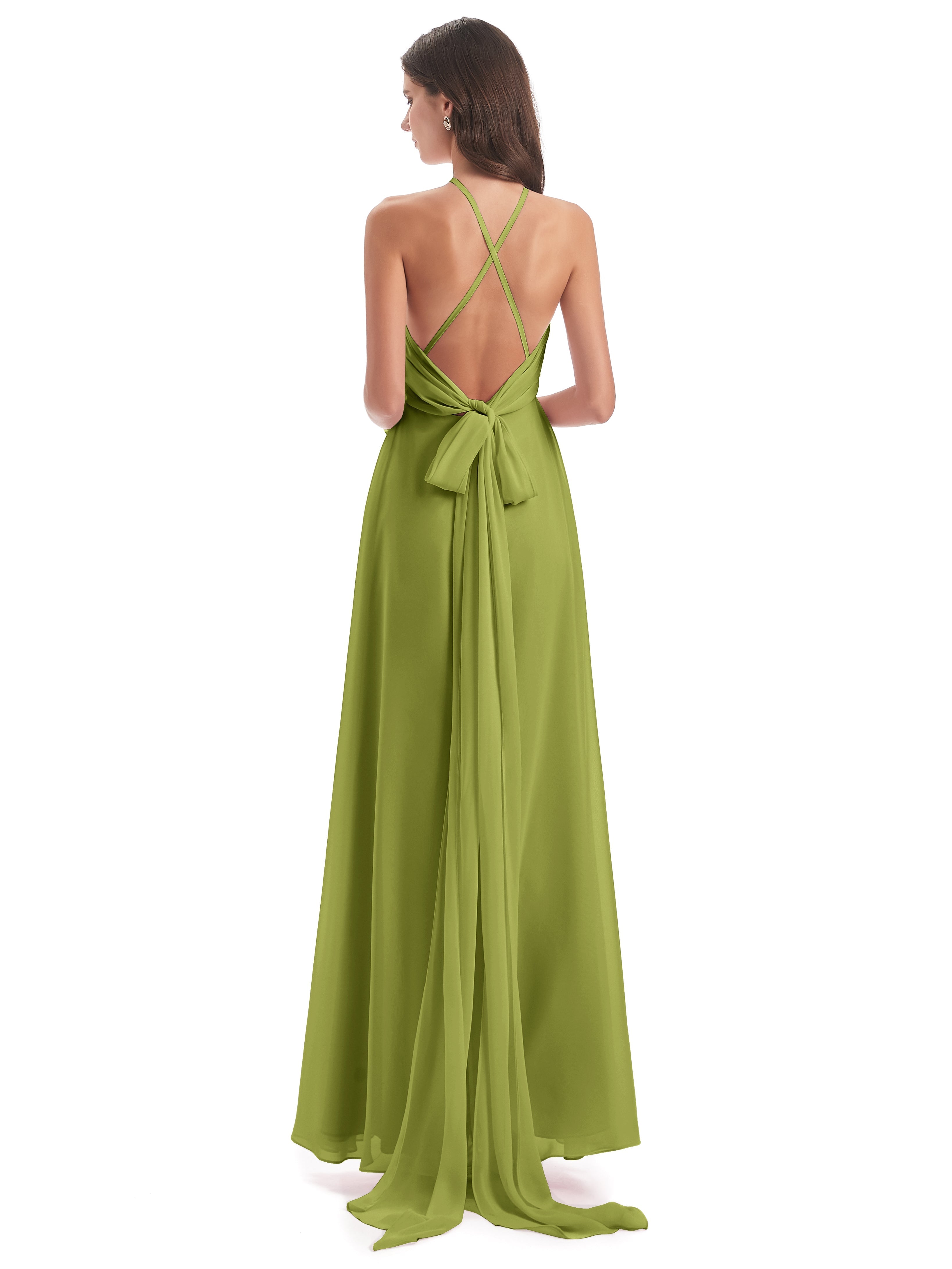 Robes De Demoiselle D'Honneur Trèfle Dos Nu Licou Fendue Robes Demoiselle D'Honneur