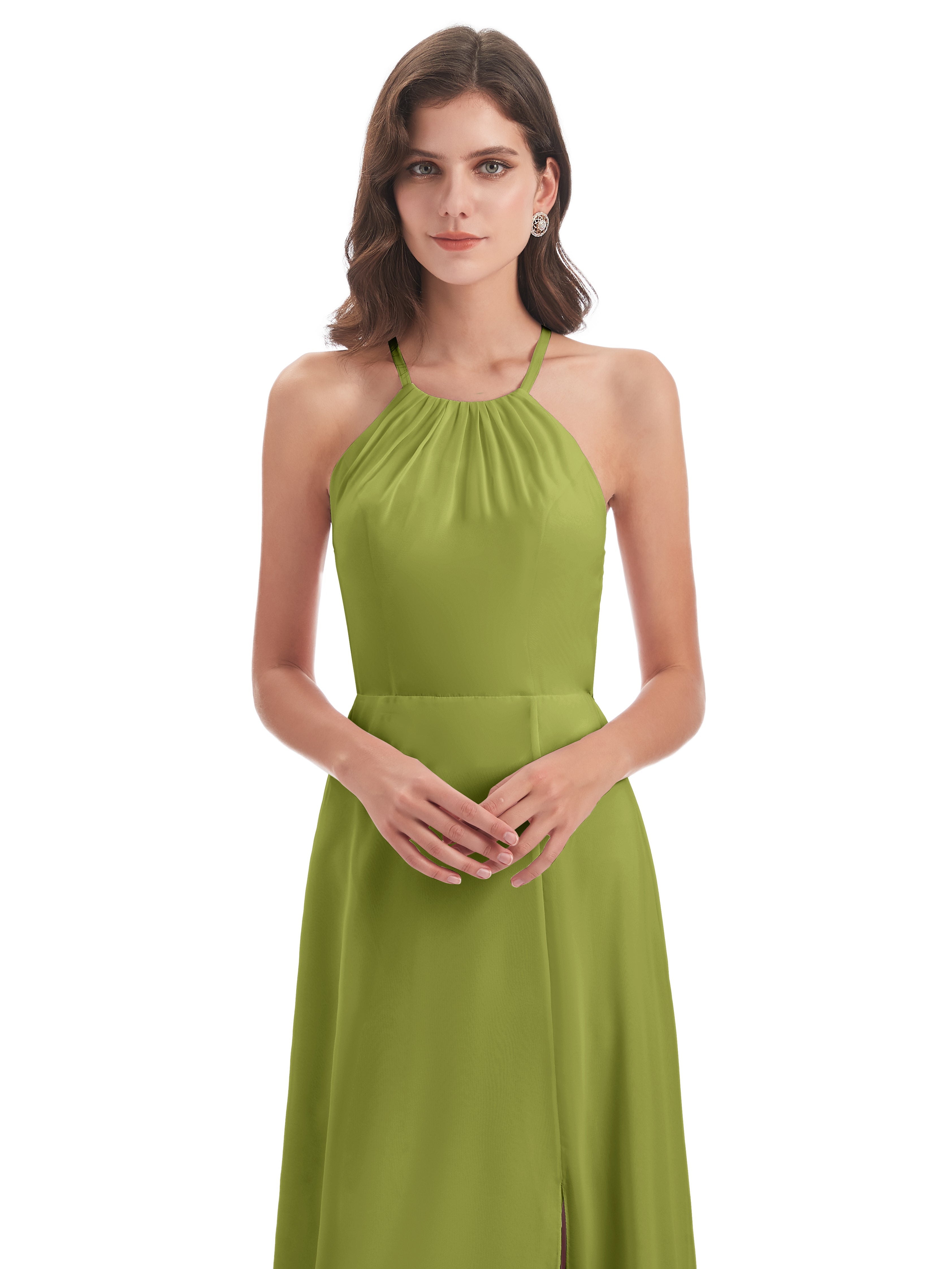 Robes De Demoiselle D'Honneur Trèfle Dos Nu Licou Fendue Robes Demoiselle D'Honneur