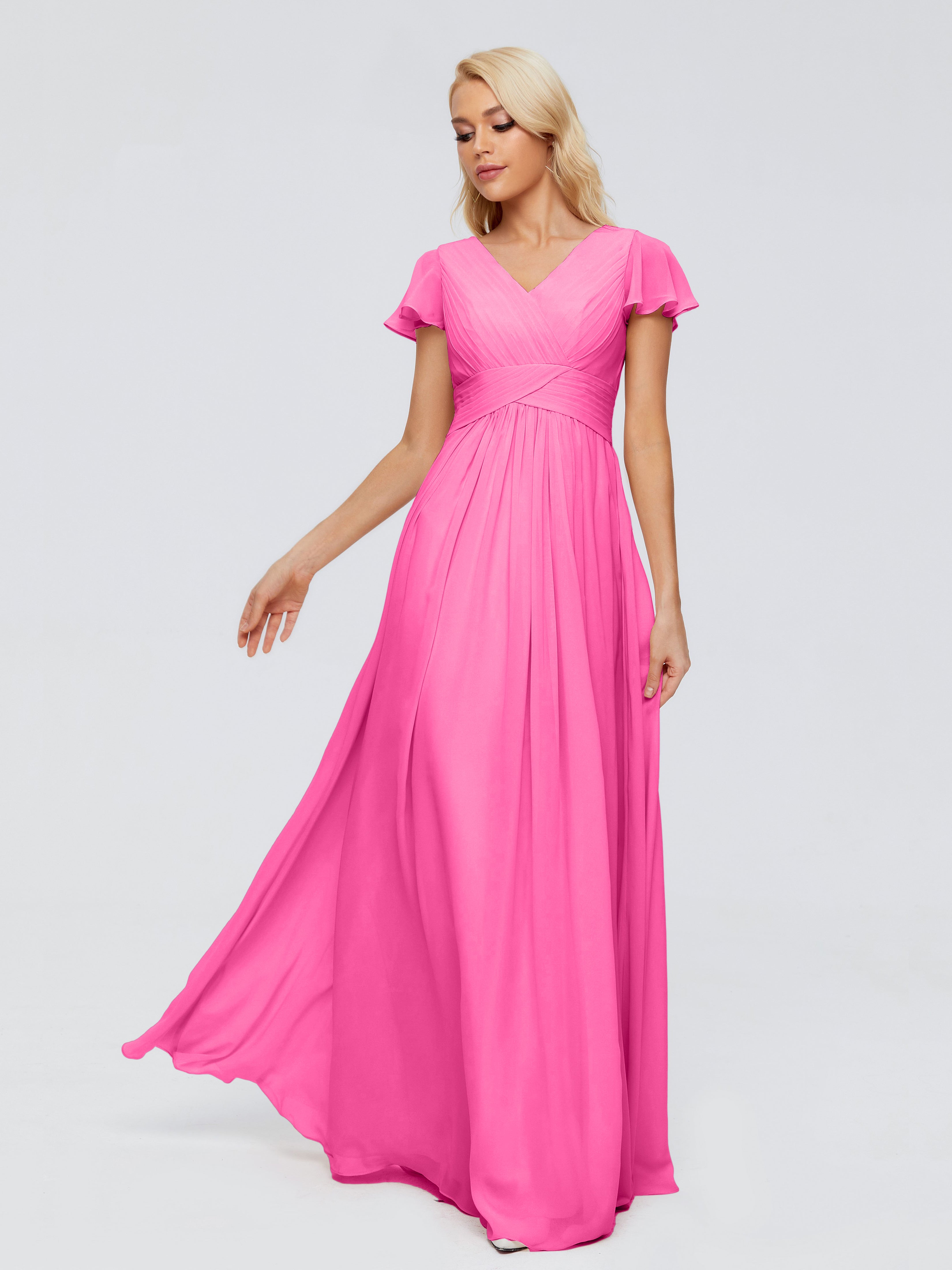 Robe Demoiselle D Honneur Azalée Trapèze Col V Mousseline Robes Demoiselle D'Honneur