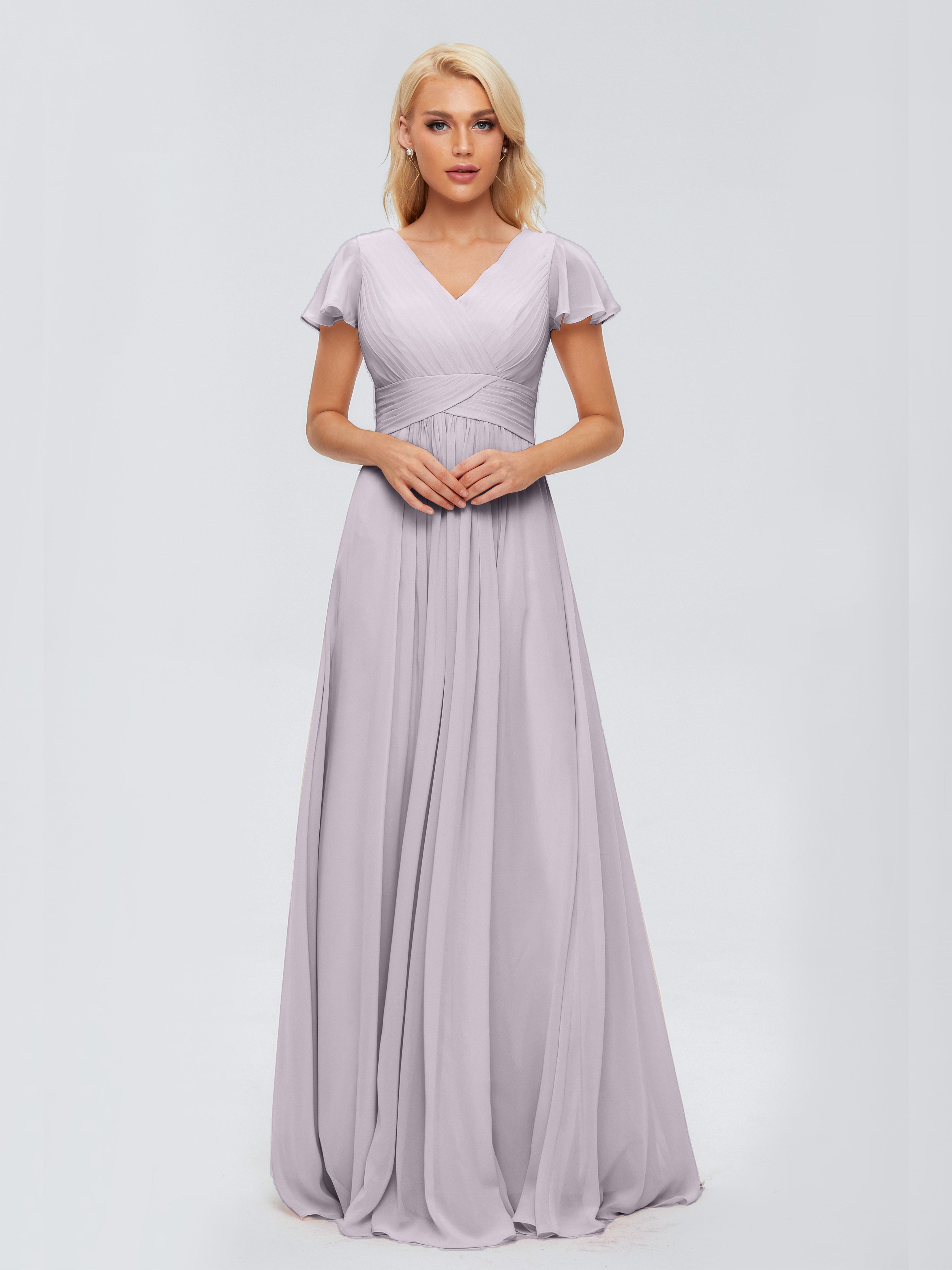 Robes De Demoiselle D'Honneur Crépuscule Trapèze Col V Mousseline Robes Demoiselle D'Honneur