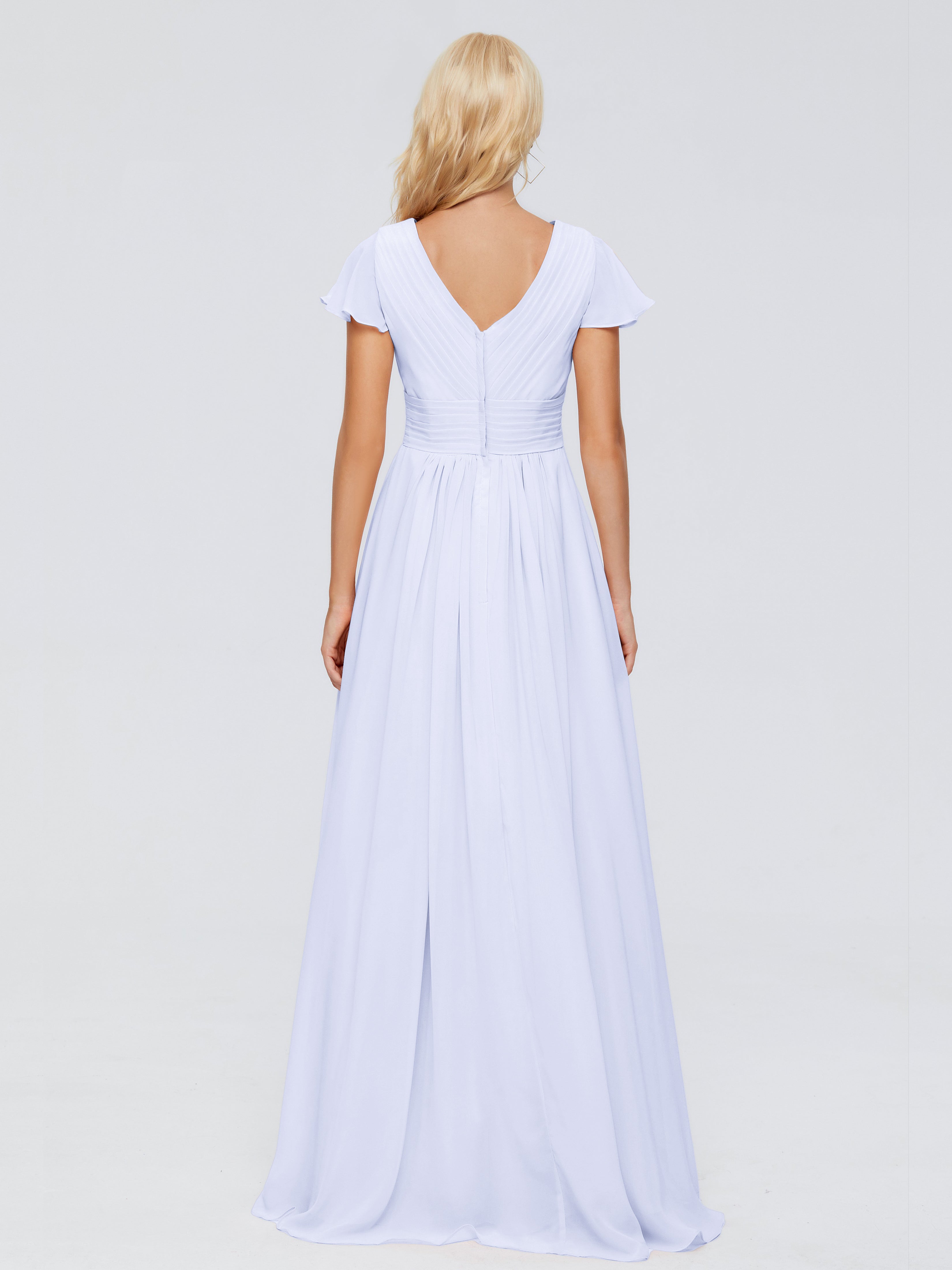 Robe Demoiselle D Honneur Couleur Lavande Trapèze Col V Mousseline Robes Demoiselle D'Honneur