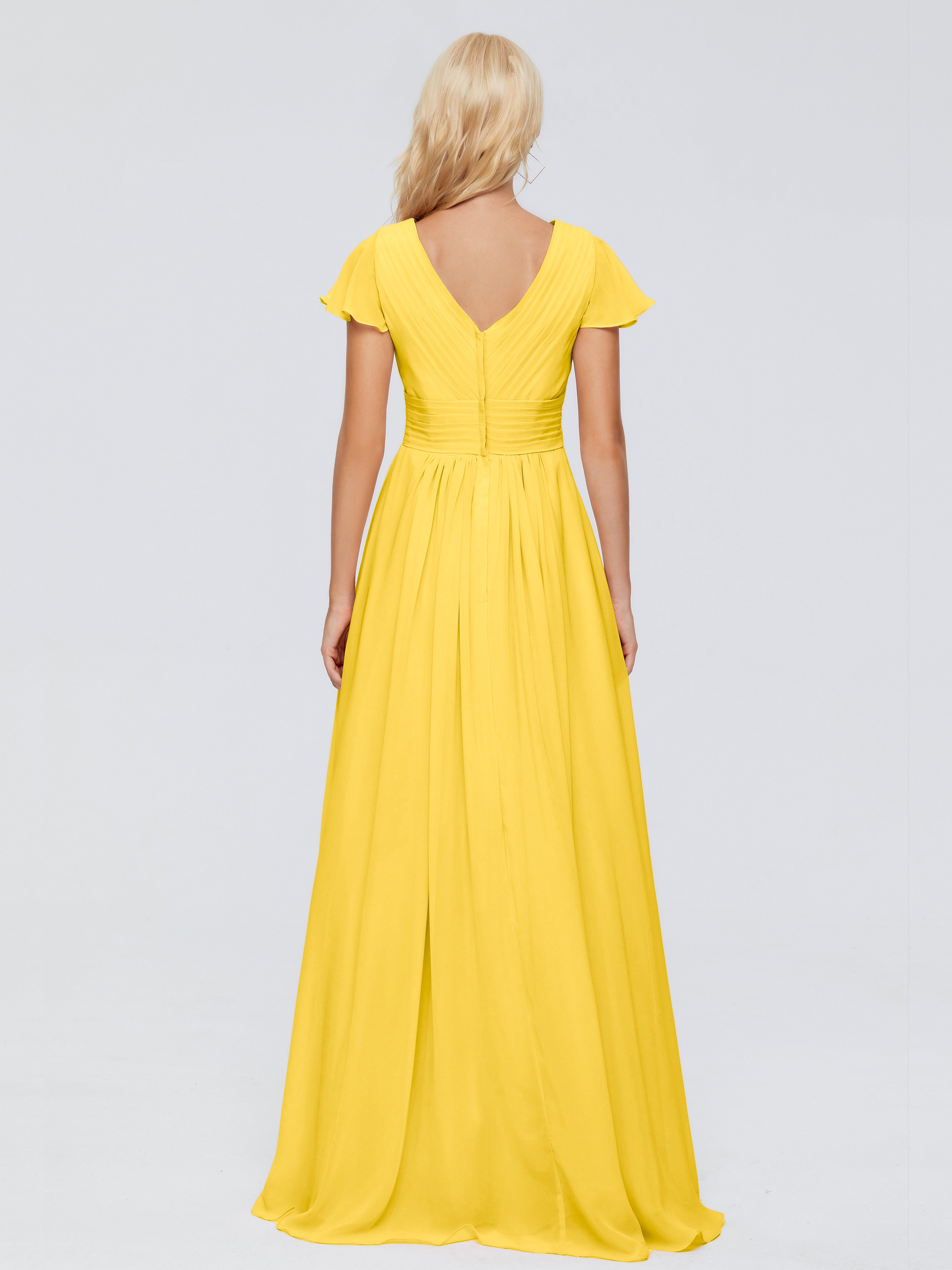 Robe De Demoiselle D'Honneur Souci Trapèze Col V Mousseline Robes Demoiselle D'Honneur