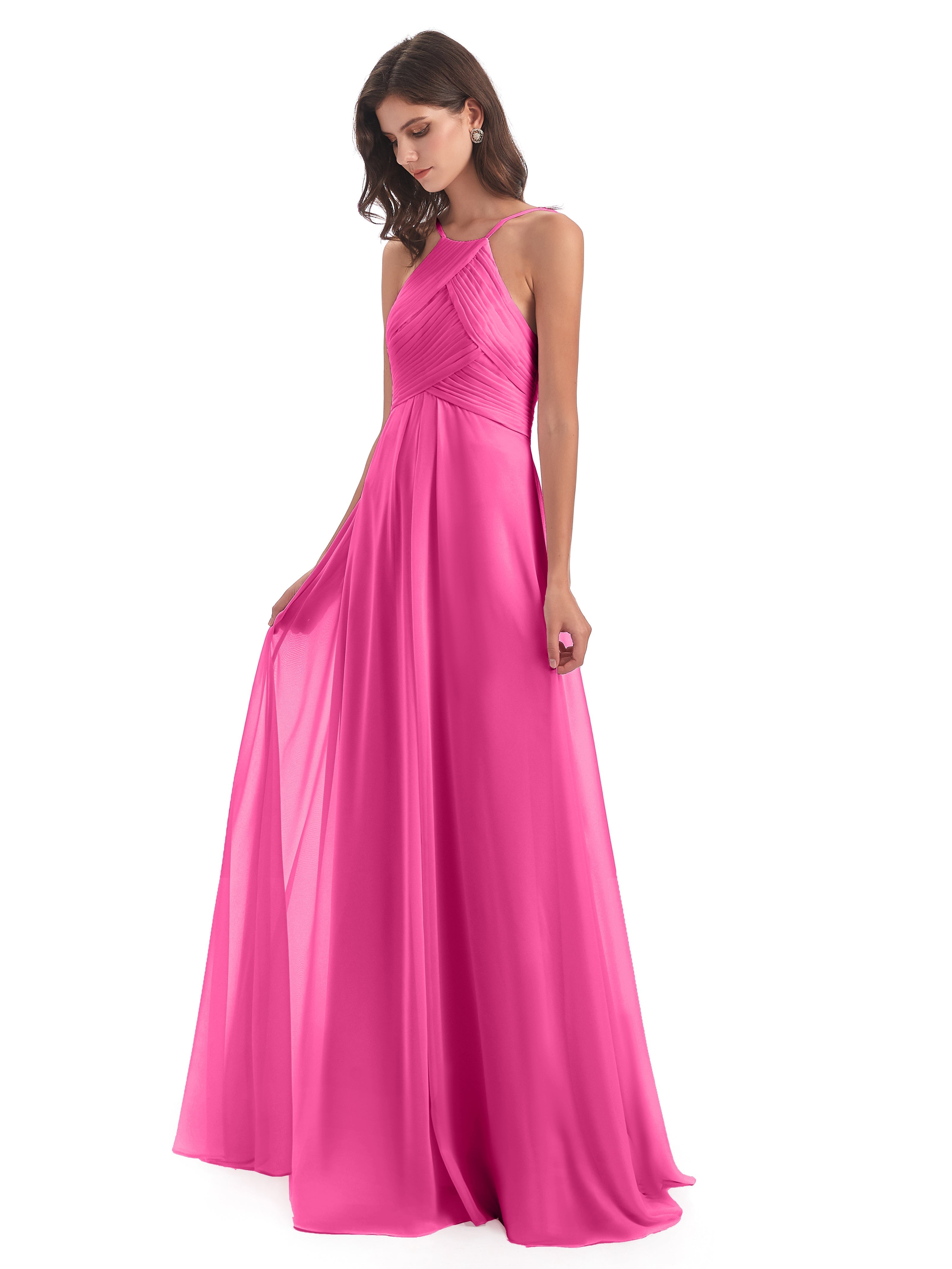 Robe Demoiselle D Honneur Azalée Licou Dos Ouvert Mousseline Robes Demoiselle D'Honneur