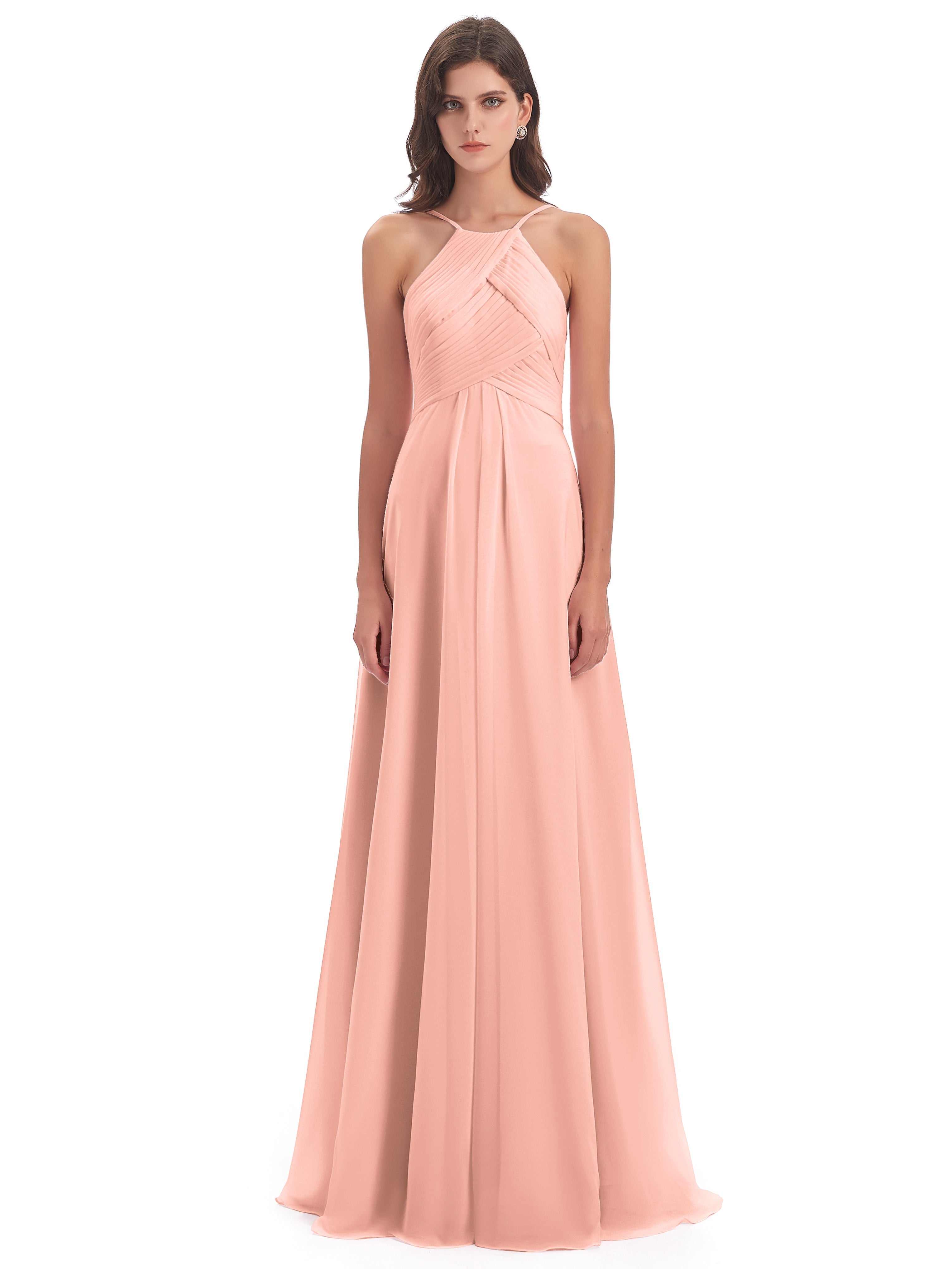 Demoiselle D Honneur Robe Corail Licou Dos Ouvert Mousseline Robes Demoiselle D'Honneur