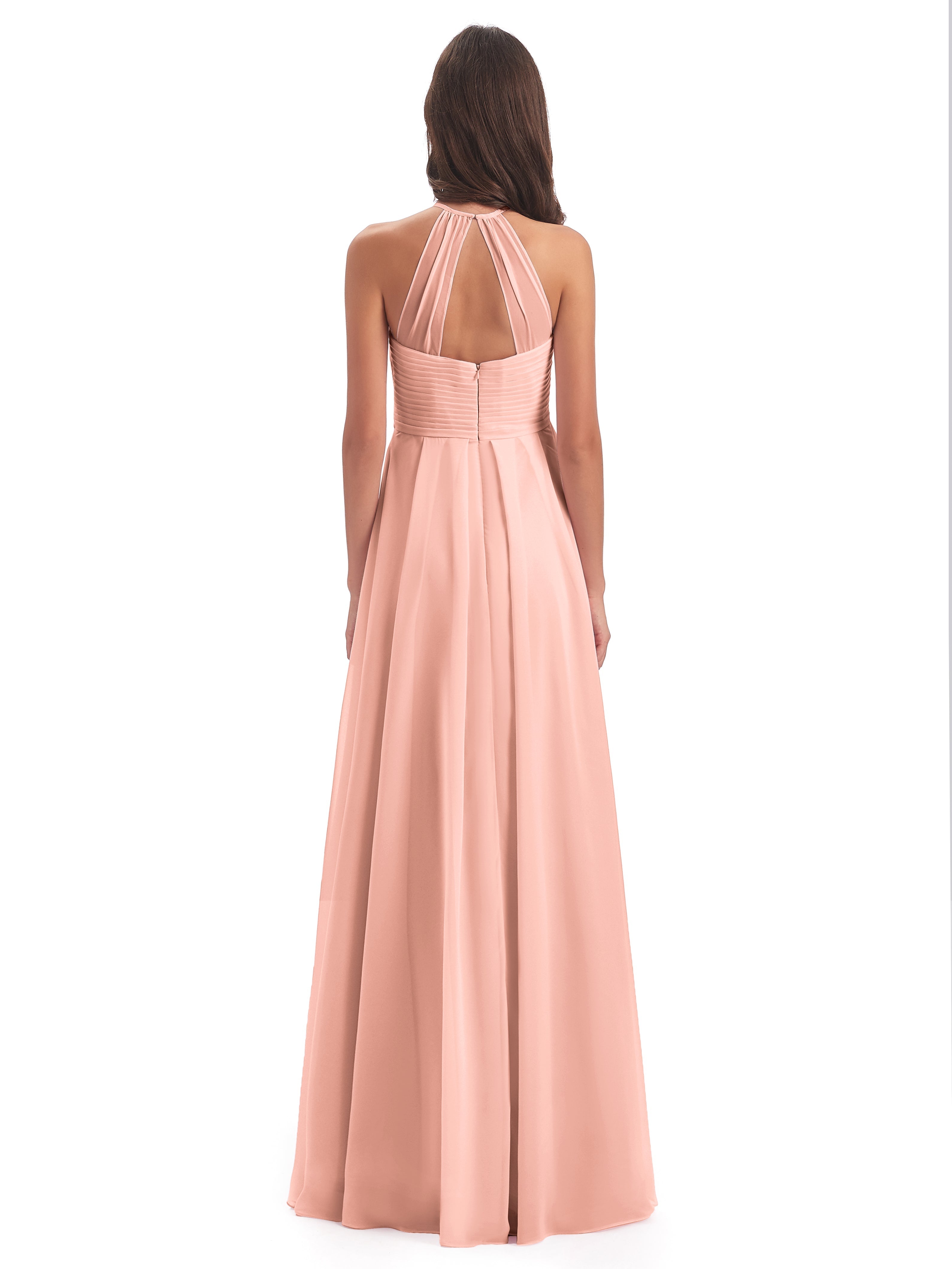 Demoiselle D Honneur Robe Corail Licou Dos Ouvert Mousseline Robes Demoiselle D'Honneur