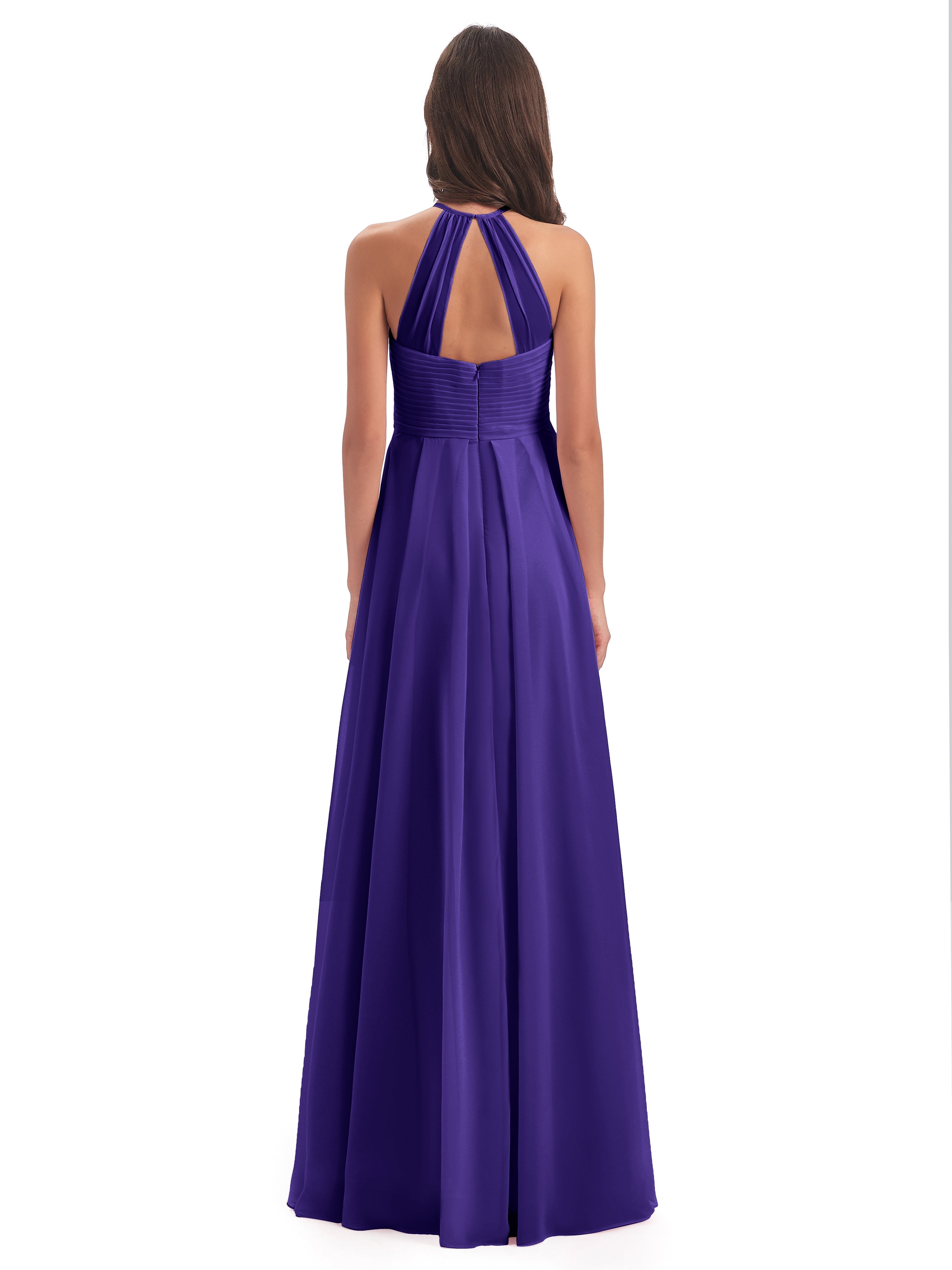 Robes De Demoiselle D'Honneur En Régence Licou Dos Ouvert Mousseline Robes Demoiselle D'Honneur