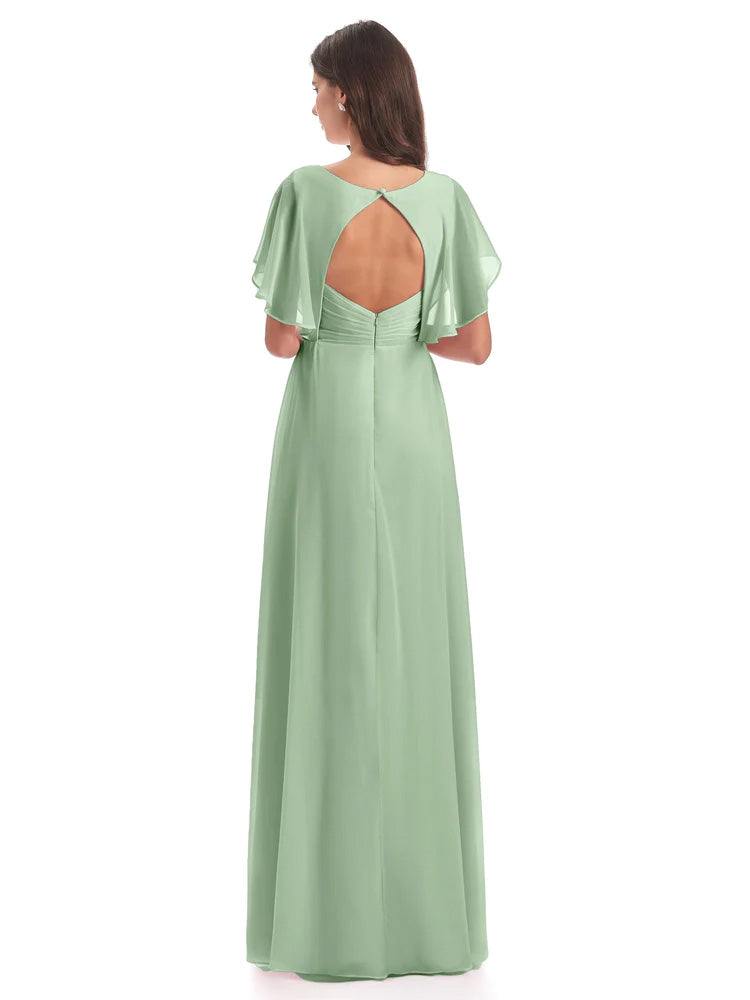 Toutes Les Robes De Demoiselle D'Honneur De Sauge Poussiéreuse Dos Ouvert Fendue Devant Robes Demoiselle D'Honneur