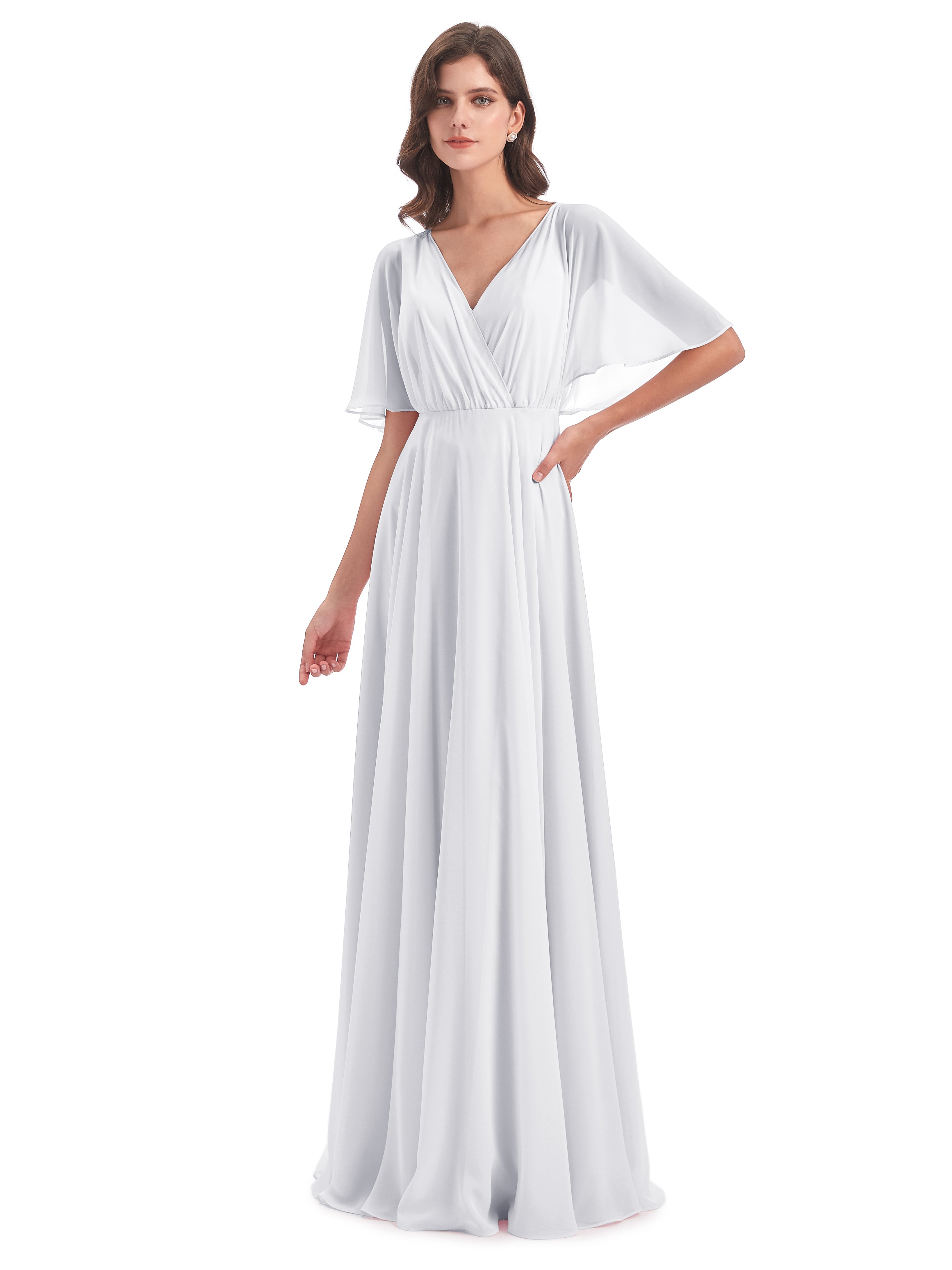 Robe Blanche Demoiselle D Honneur Trapèze Dos En V Robes Demoiselle D'Honneur