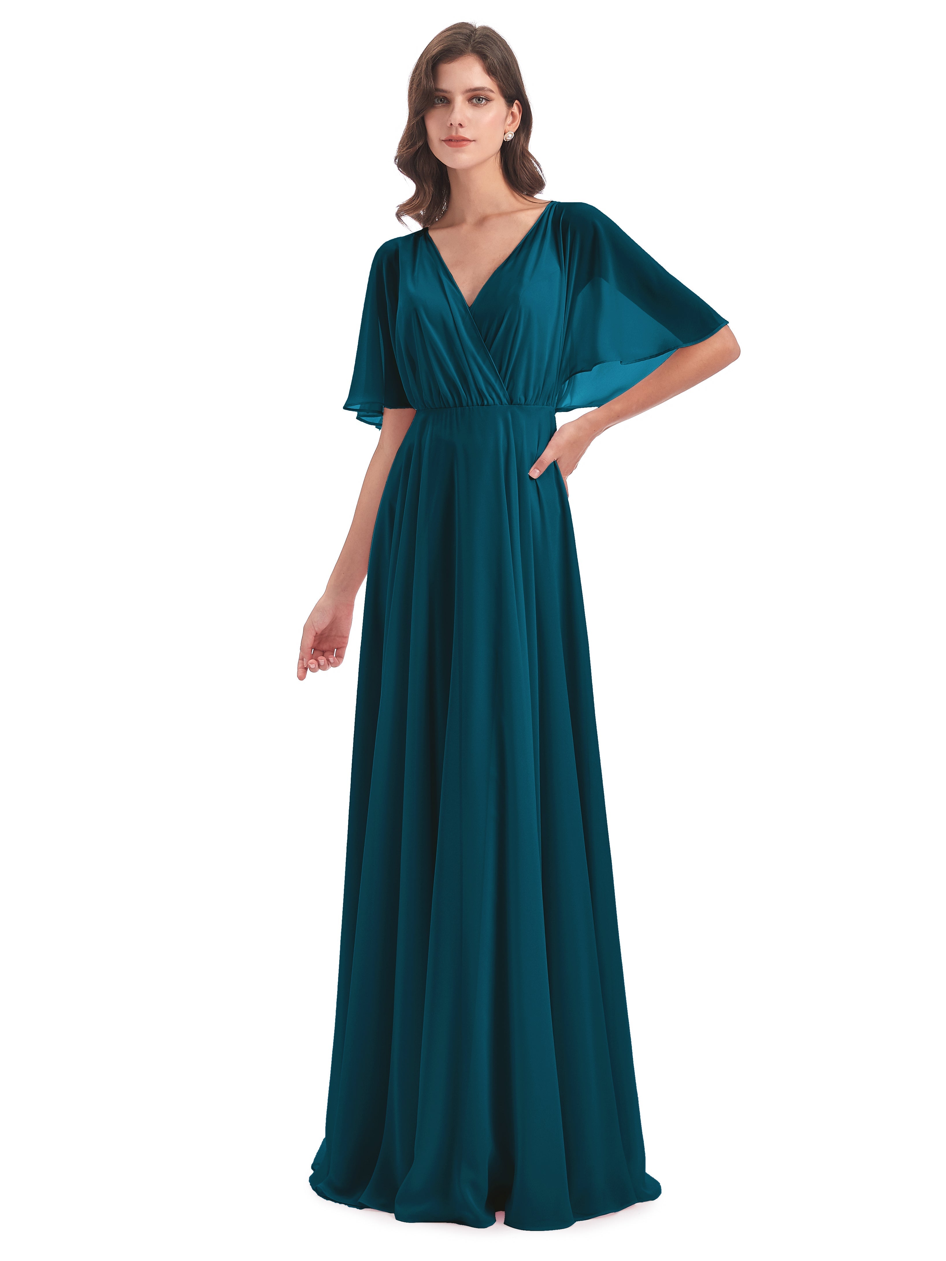Robe De Demoiselle D'Honneur Bleu Encre Trapèze Dos En V Robes Demoiselle D'Honneur
