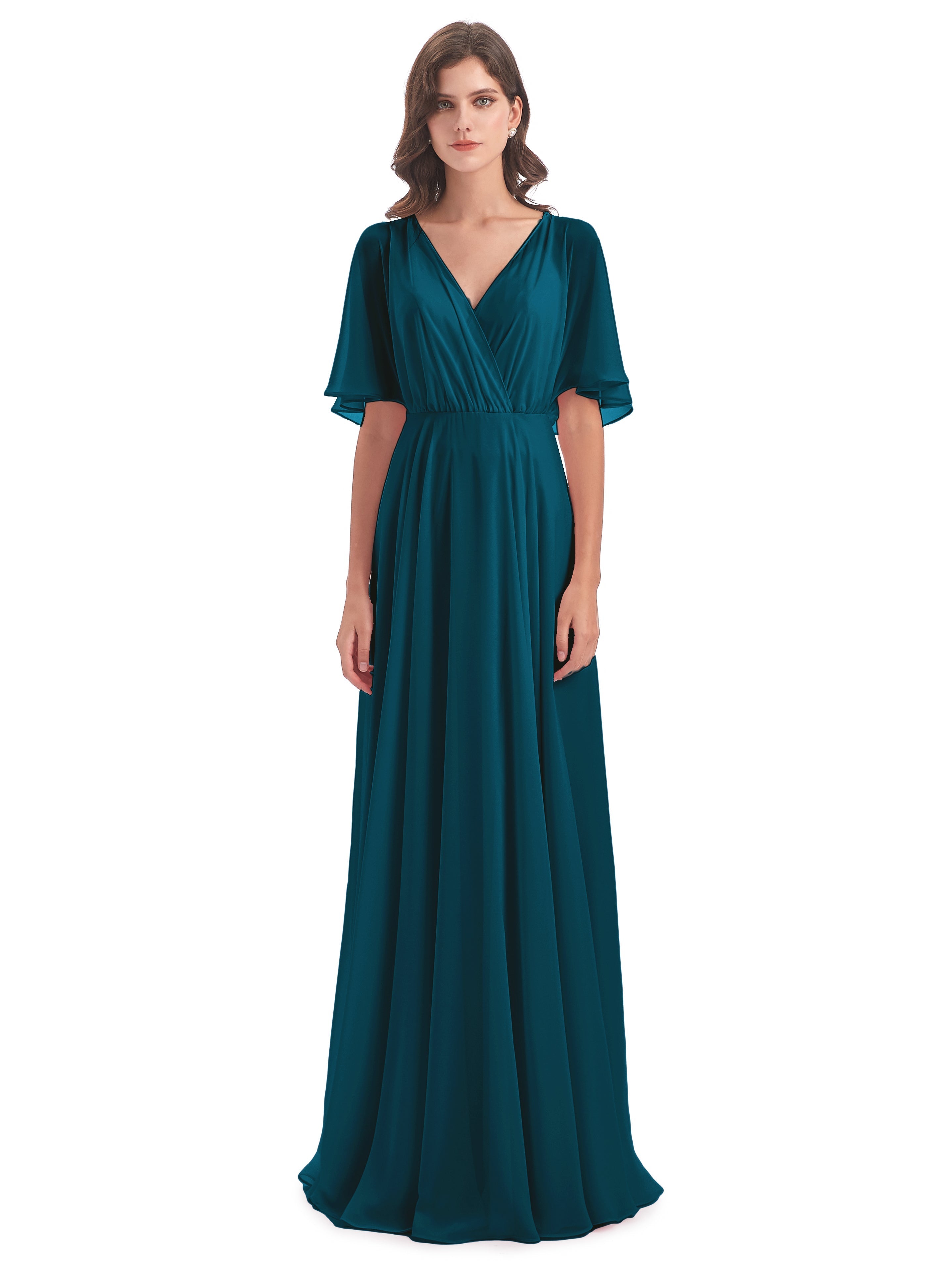 Robe De Demoiselle D'Honneur Bleu Encre Trapèze Dos En V Robes Demoiselle D'Honneur