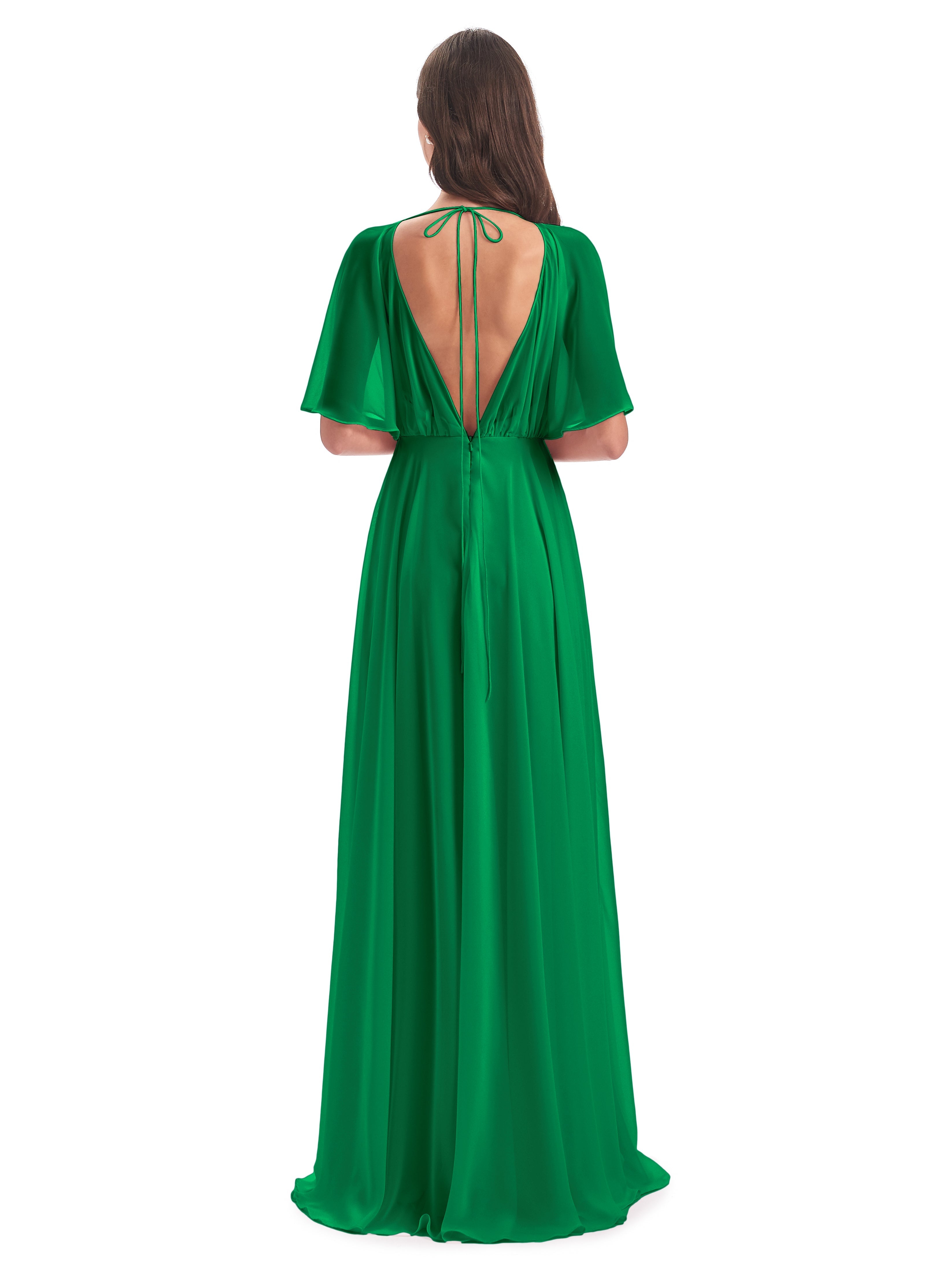 Bridal Robe Demoiselle D Honneur Vert Emeraude Trapèze Dos En V Robes Demoiselle D'Honneur