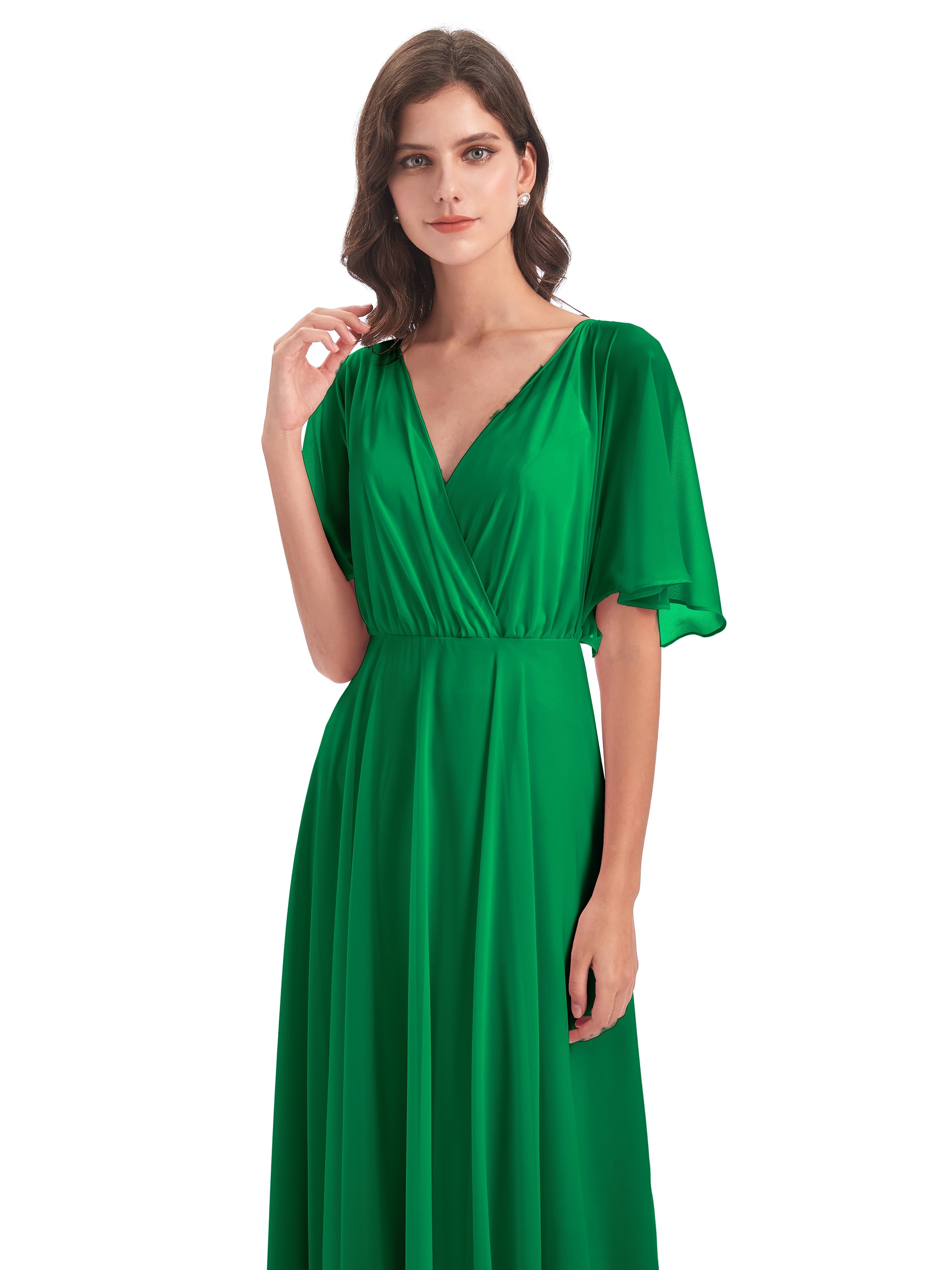 Bridal Robe Demoiselle D Honneur Vert Emeraude Trapèze Dos En V Robes Demoiselle D'Honneur